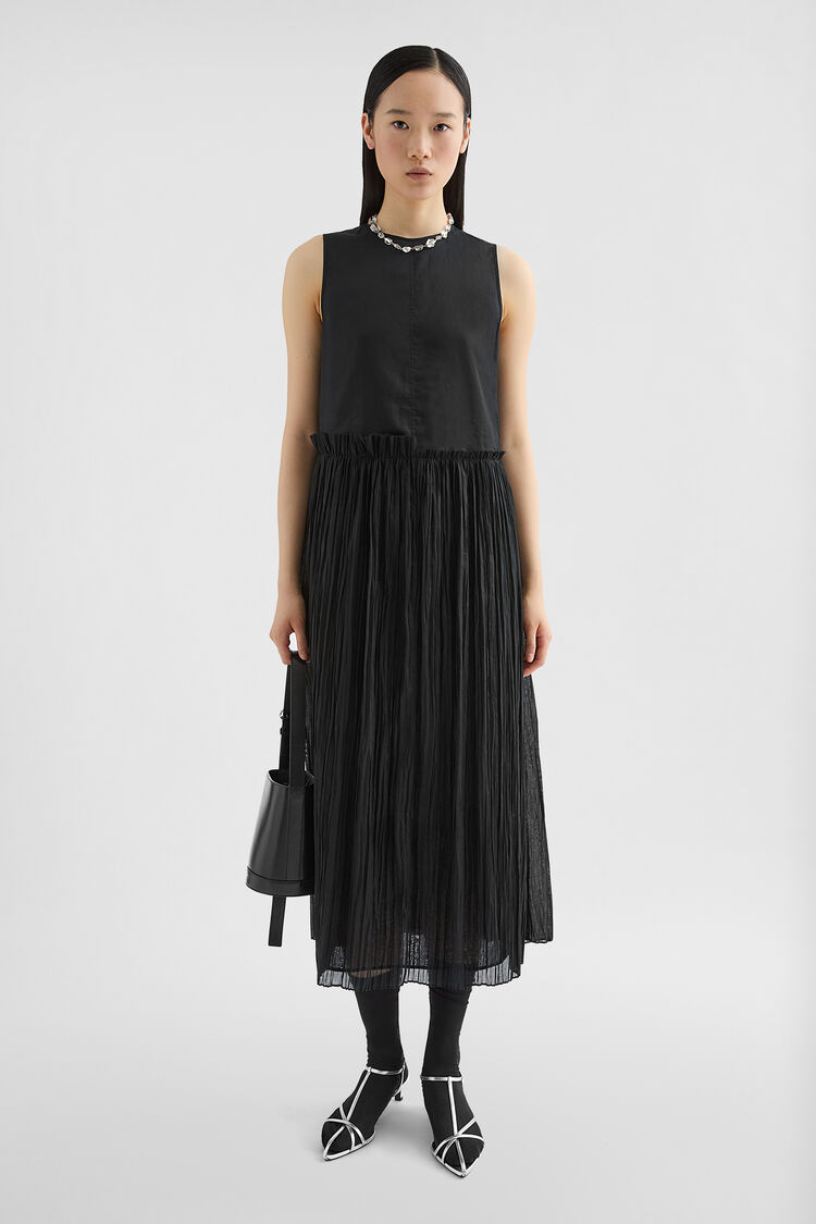 Cotton Muslin Pleated Dress - Dresses Cotton Muslin Pleated Dress - Dresses - Image 1