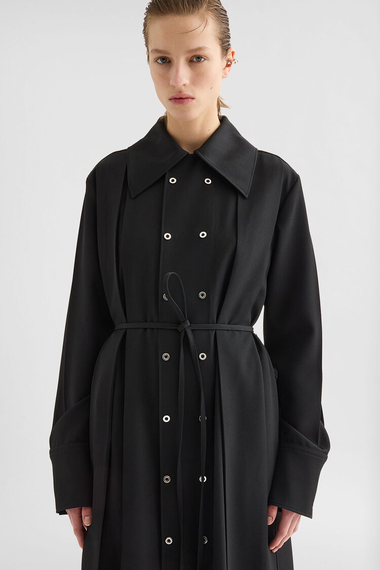 Wool Gabardine Shirt Dress - Dresses Wool Gabardine Shirt Dress - Dresses - Image 3