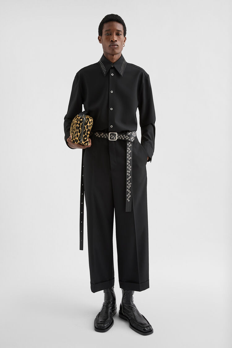 Wool Poplin Belted Trousers - Trousers Wool Poplin Belted Trousers - Trousers - Image 1
