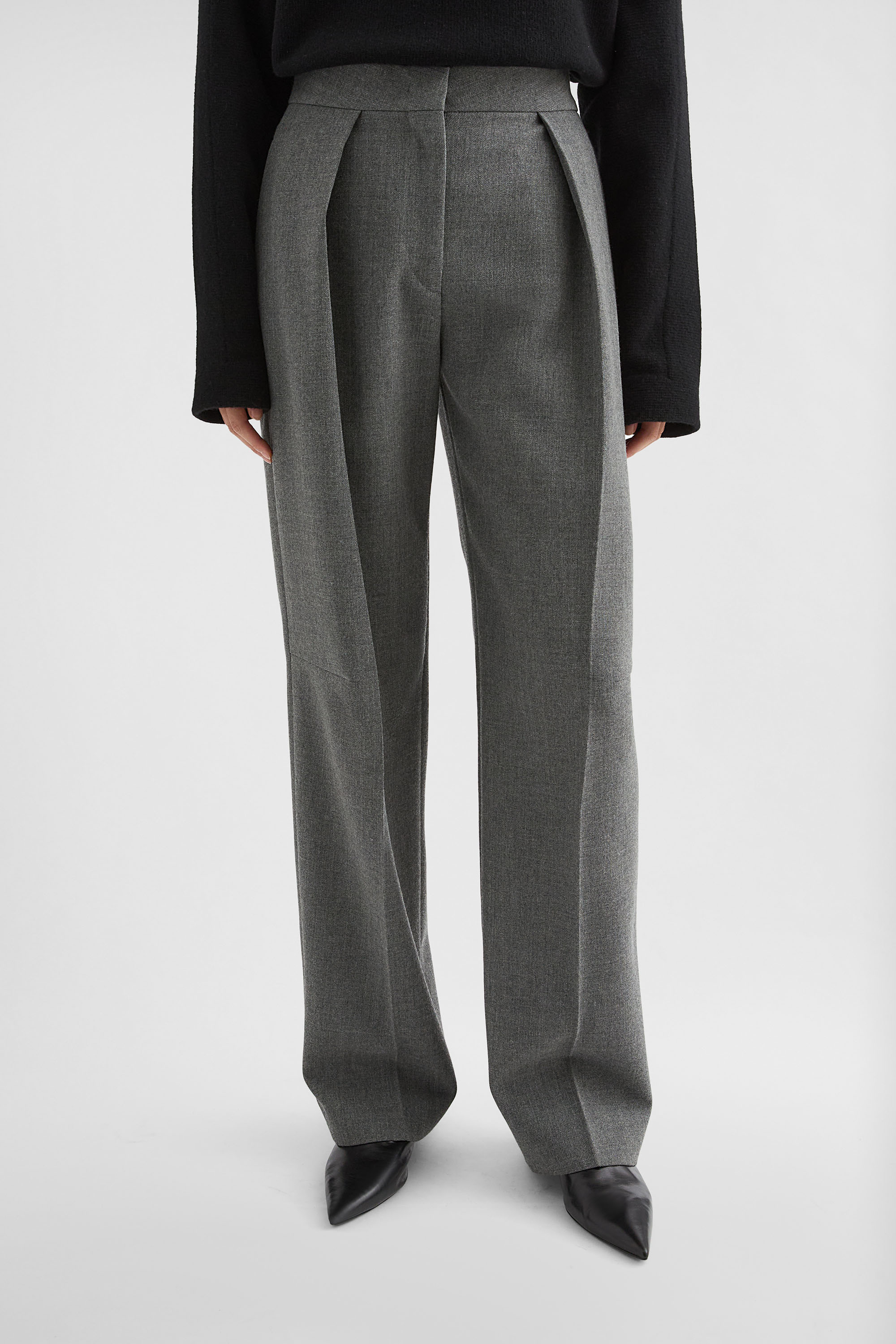 Wool Canvas Tailored Trousers - Trousers - Image 2