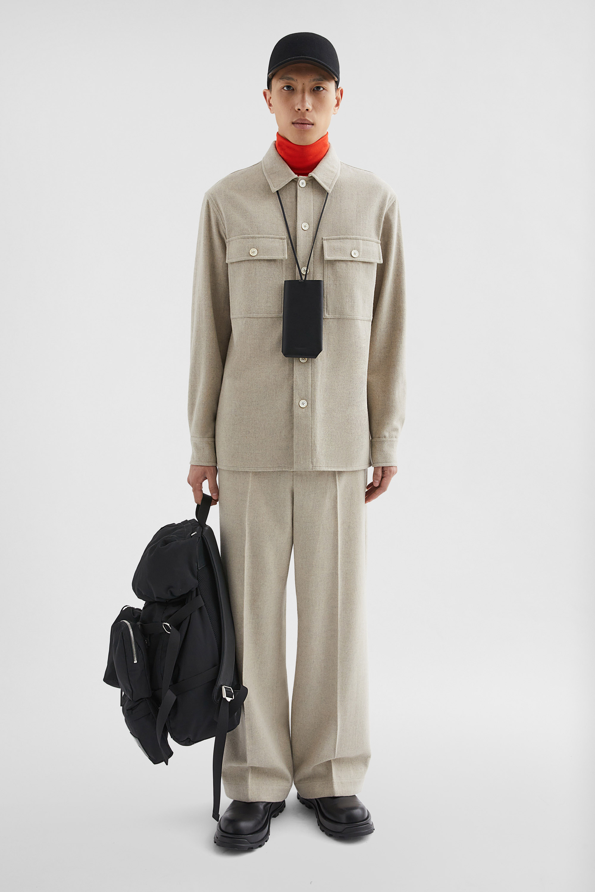 Wool Flannel Trousers - Trousers - Image 1