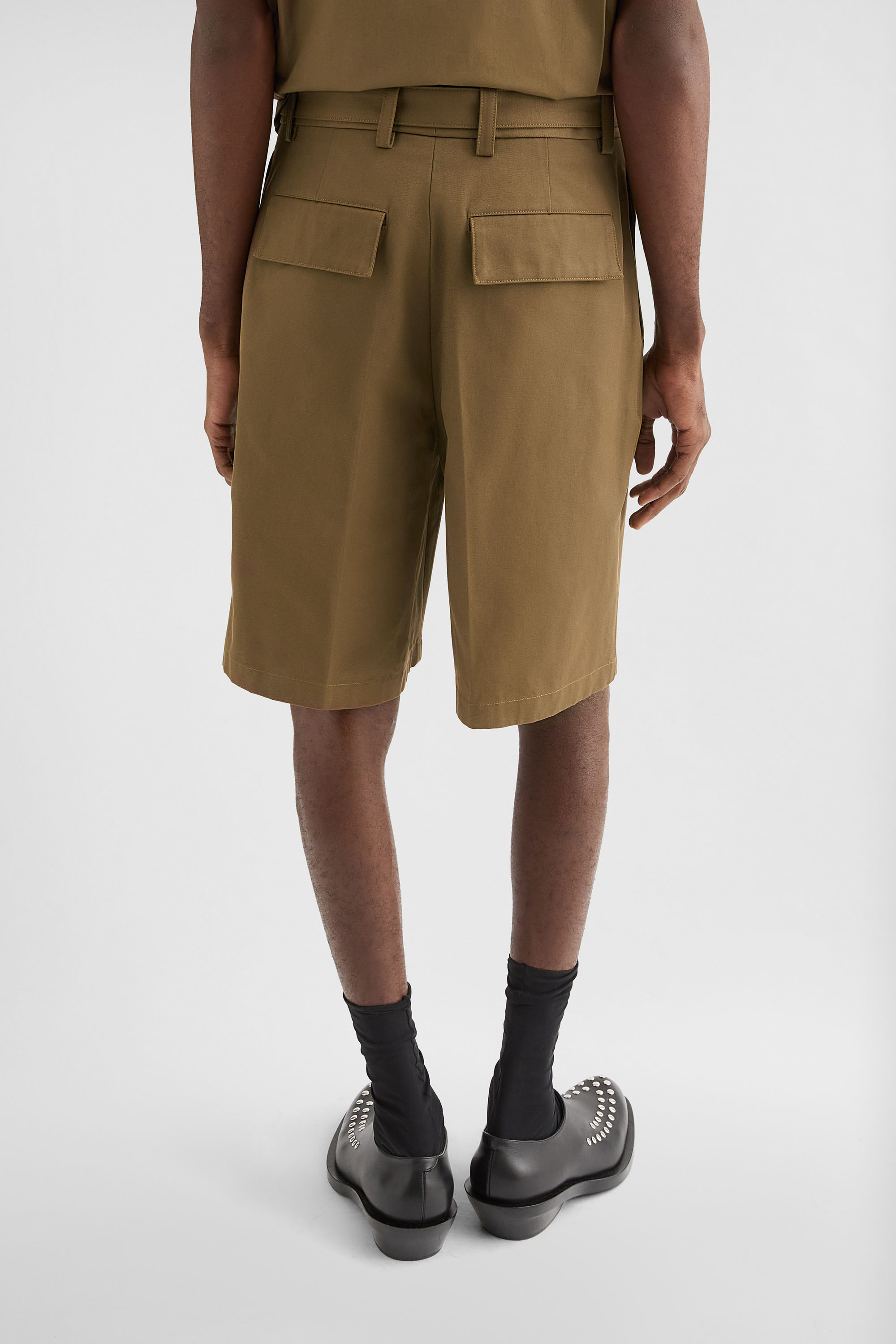 Cotton Belted Shorts - Trousers - Image 4