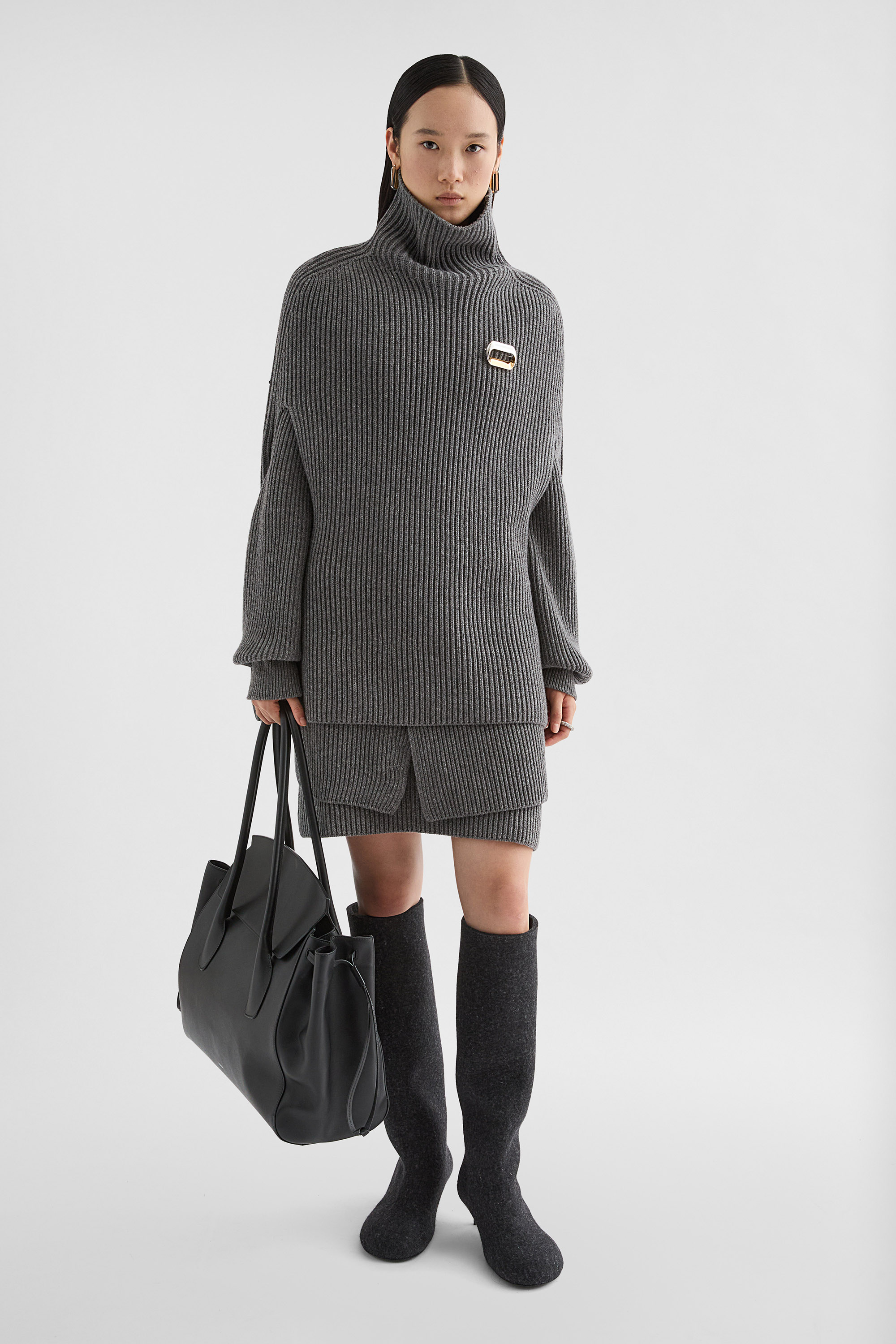 Midweight Wool High-Neck Cape - Sweaters - Image 1
