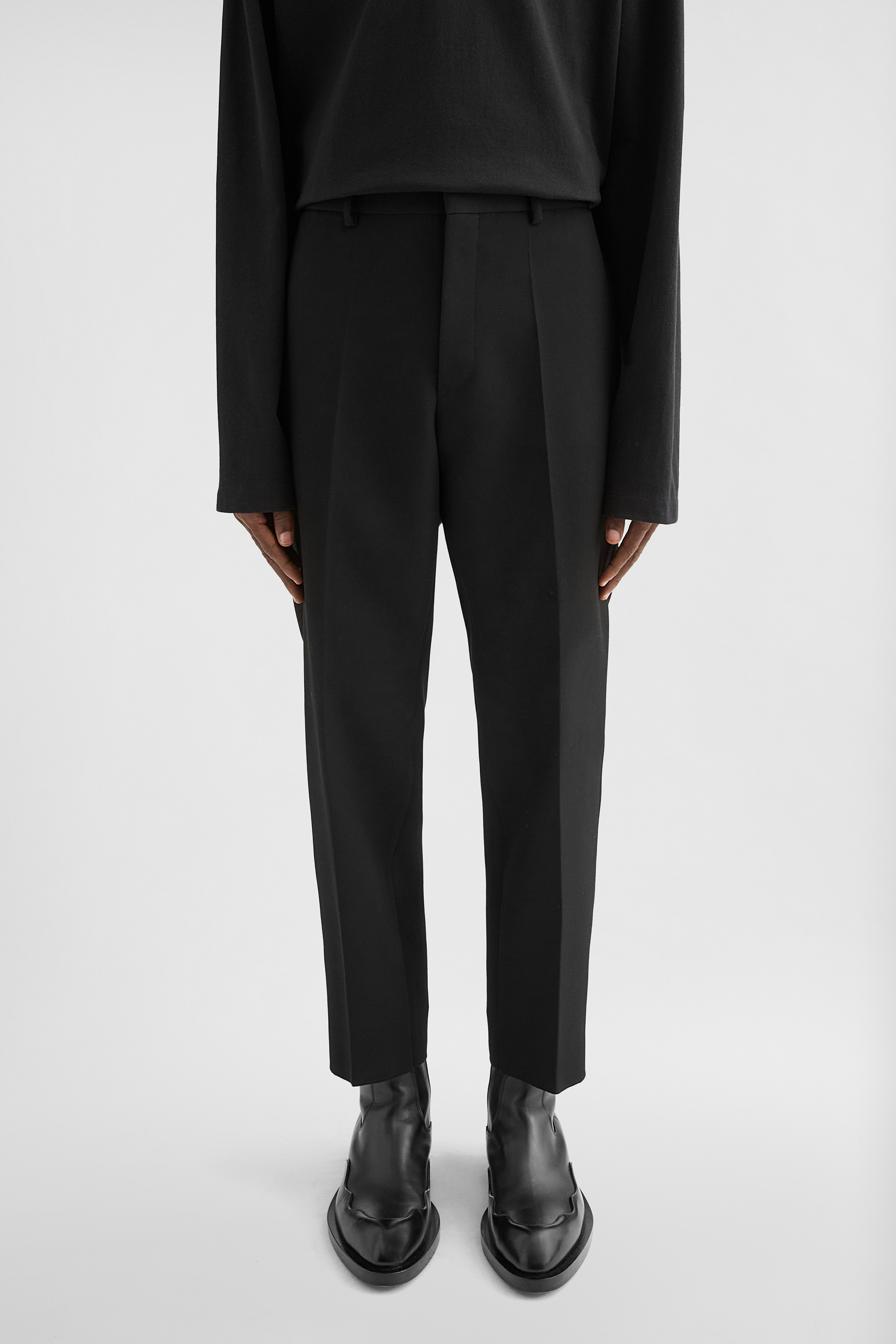 Wool Gabardine Tapered Trousers - Trousers - Image 2