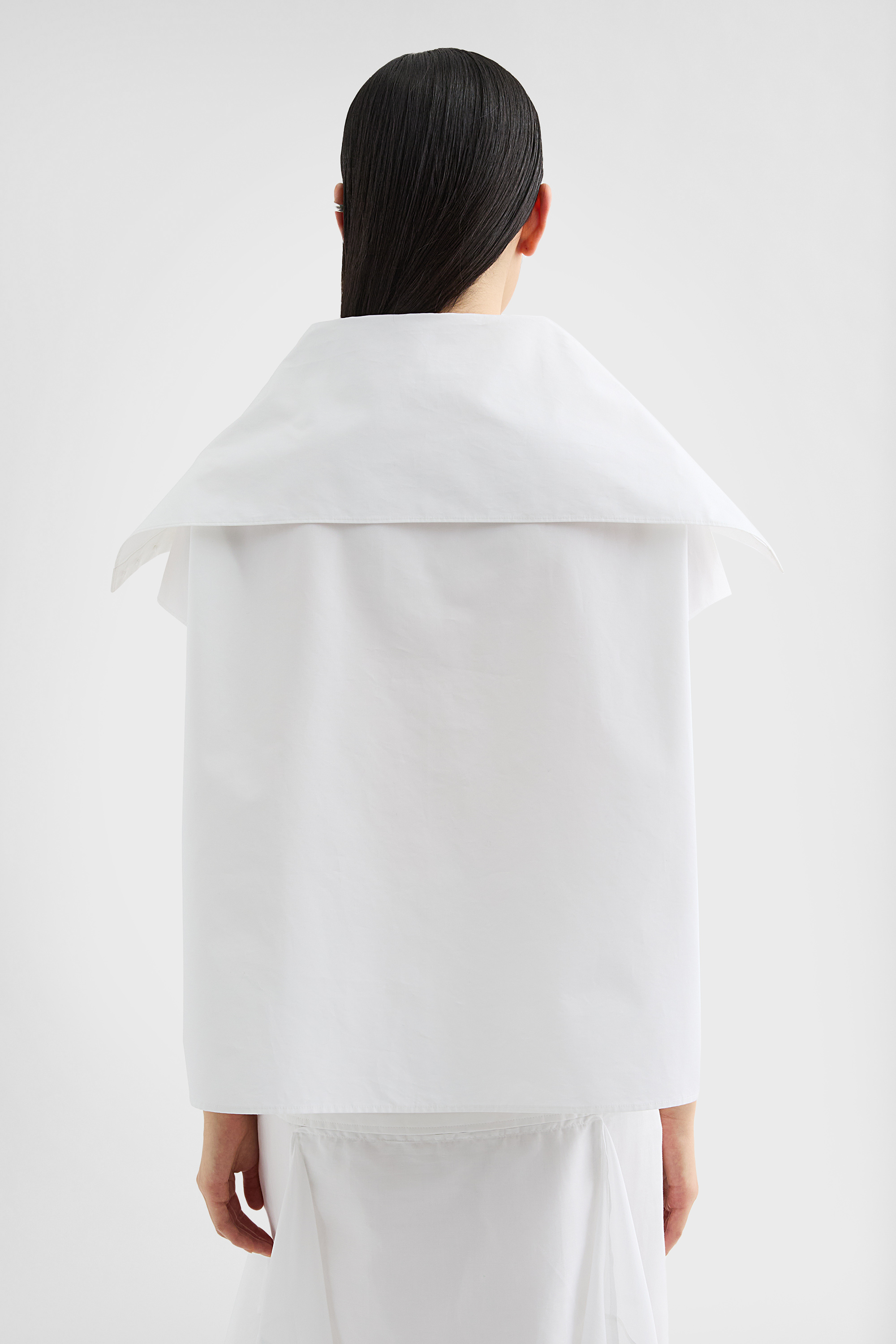 Cotton Poplin Caped Top - Tops - Image 4