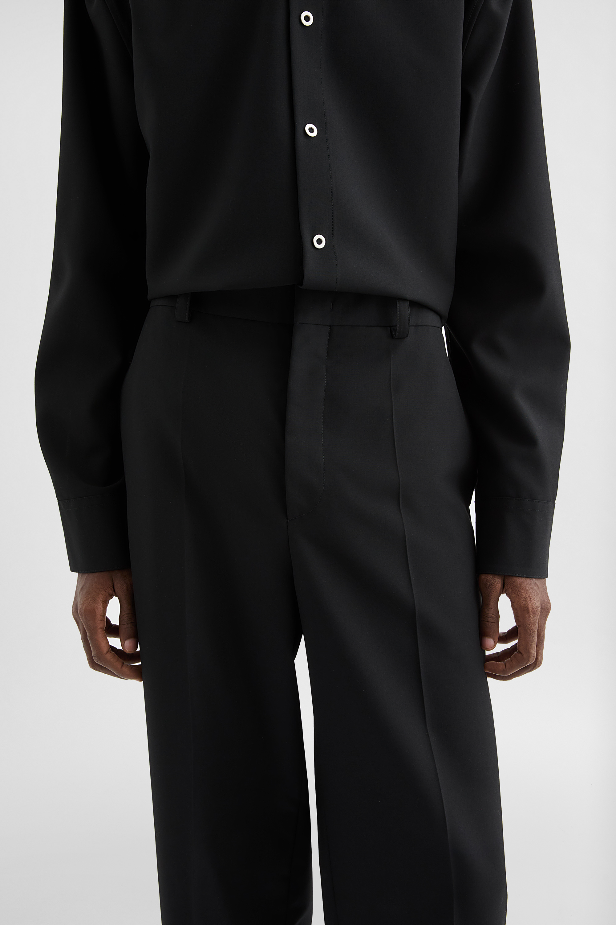 Wool Poplin Belted Trousers - Trousers - Image 5