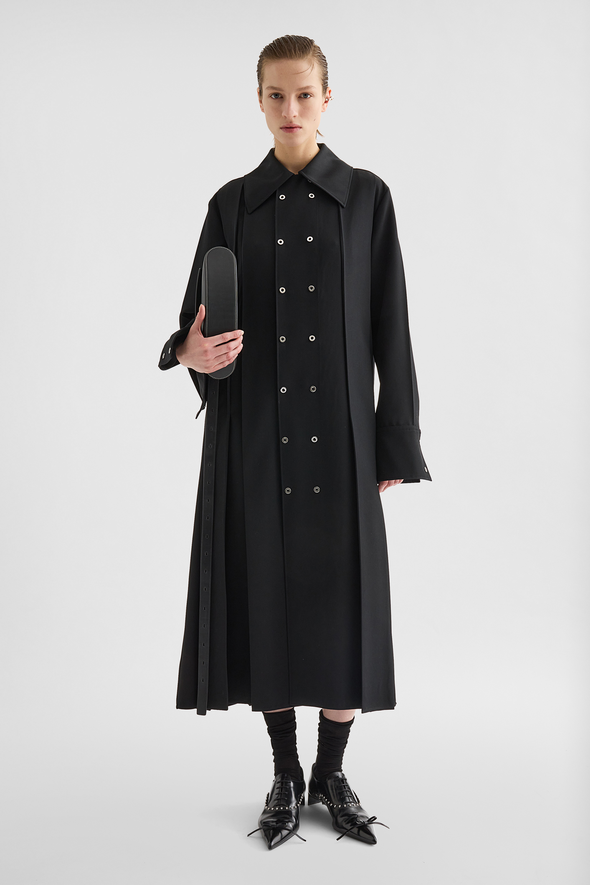 Wool Gabardine Shirt Dress - Dresses - Image 1