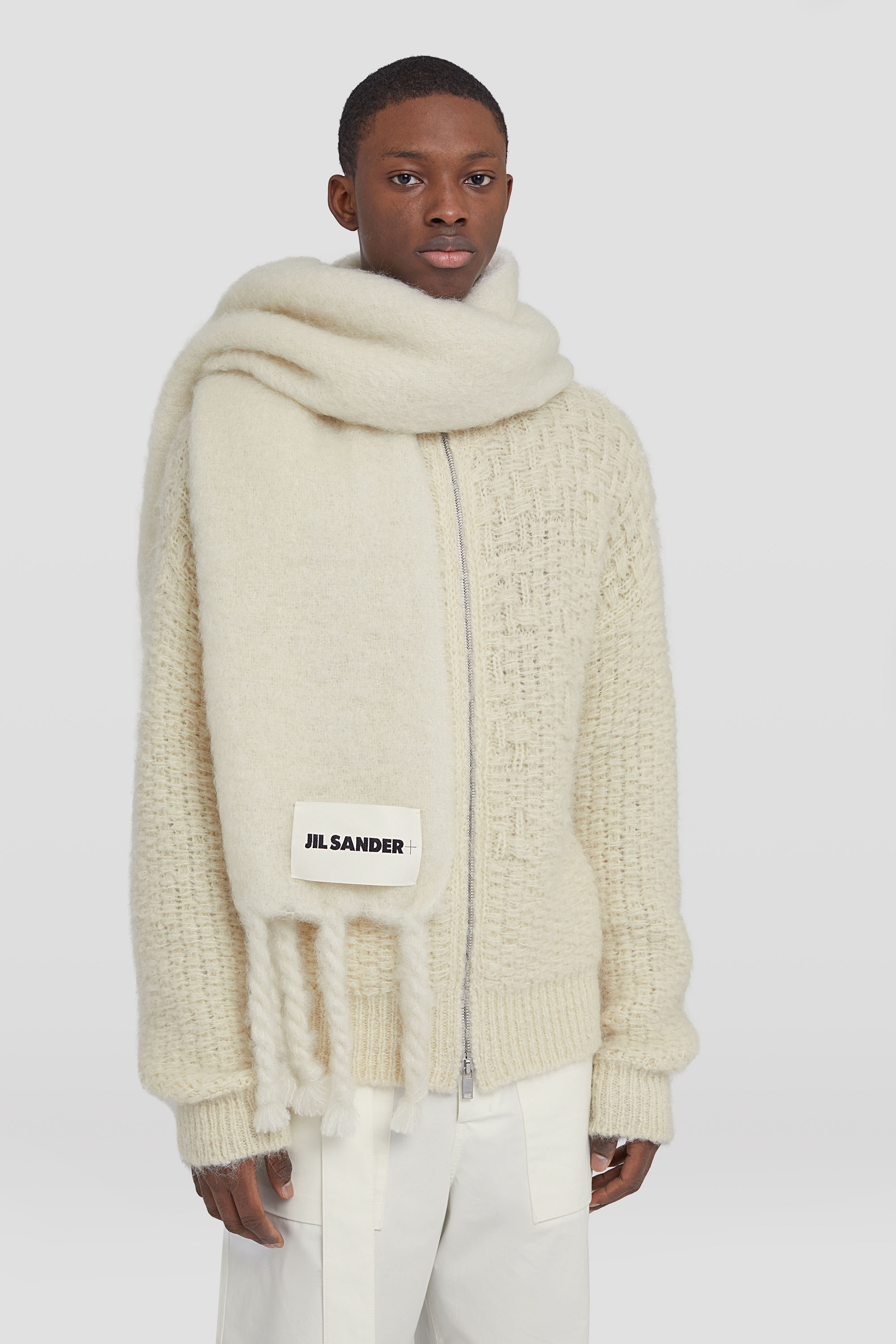 Wide Wool Blend Scarf - Scarves - Image 3