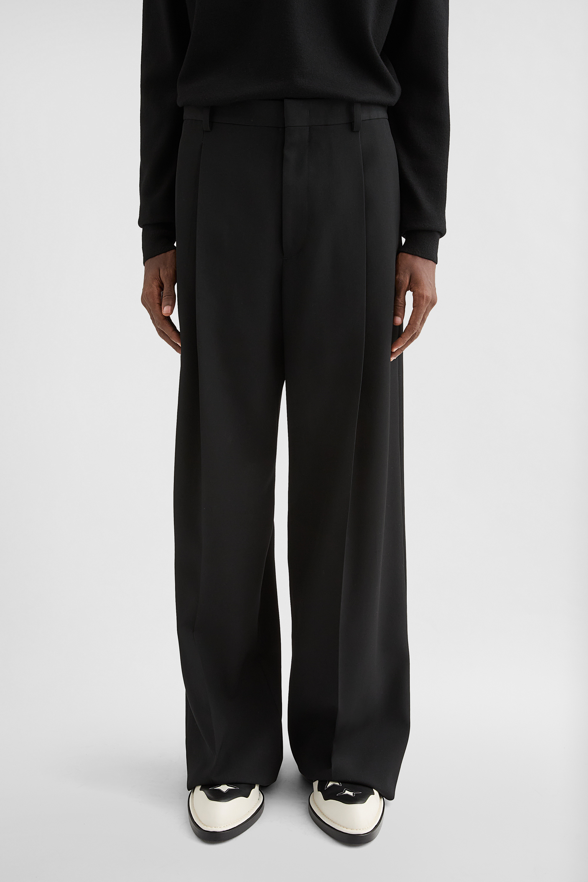 Wool Gabardine Belted Trousers - Trousers - Image 2
