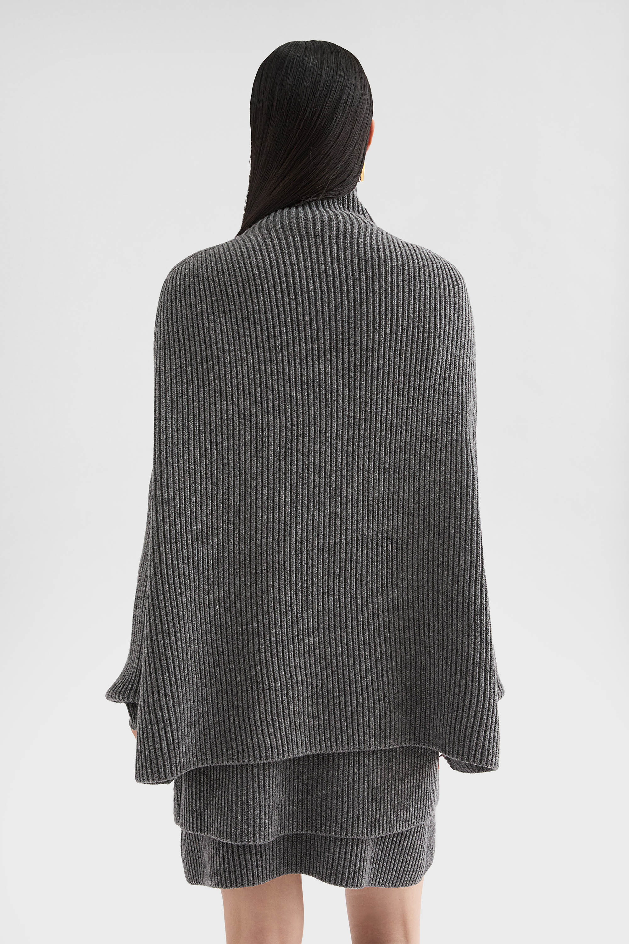 Midweight Wool High-Neck Cape - Sweaters - Image 4