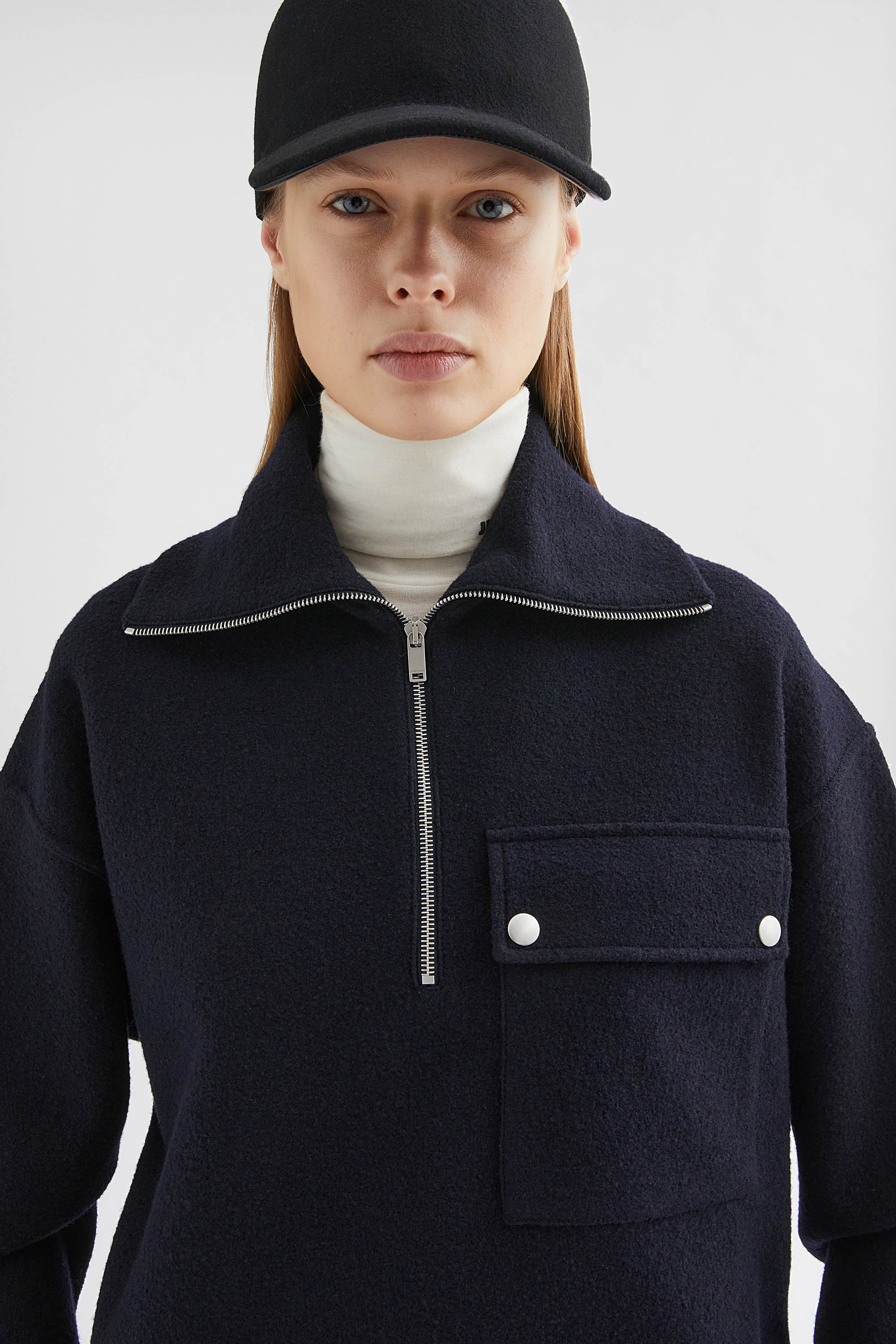 Felt Wool Zip-Up Sweater - Sweatshirts - Image 3
