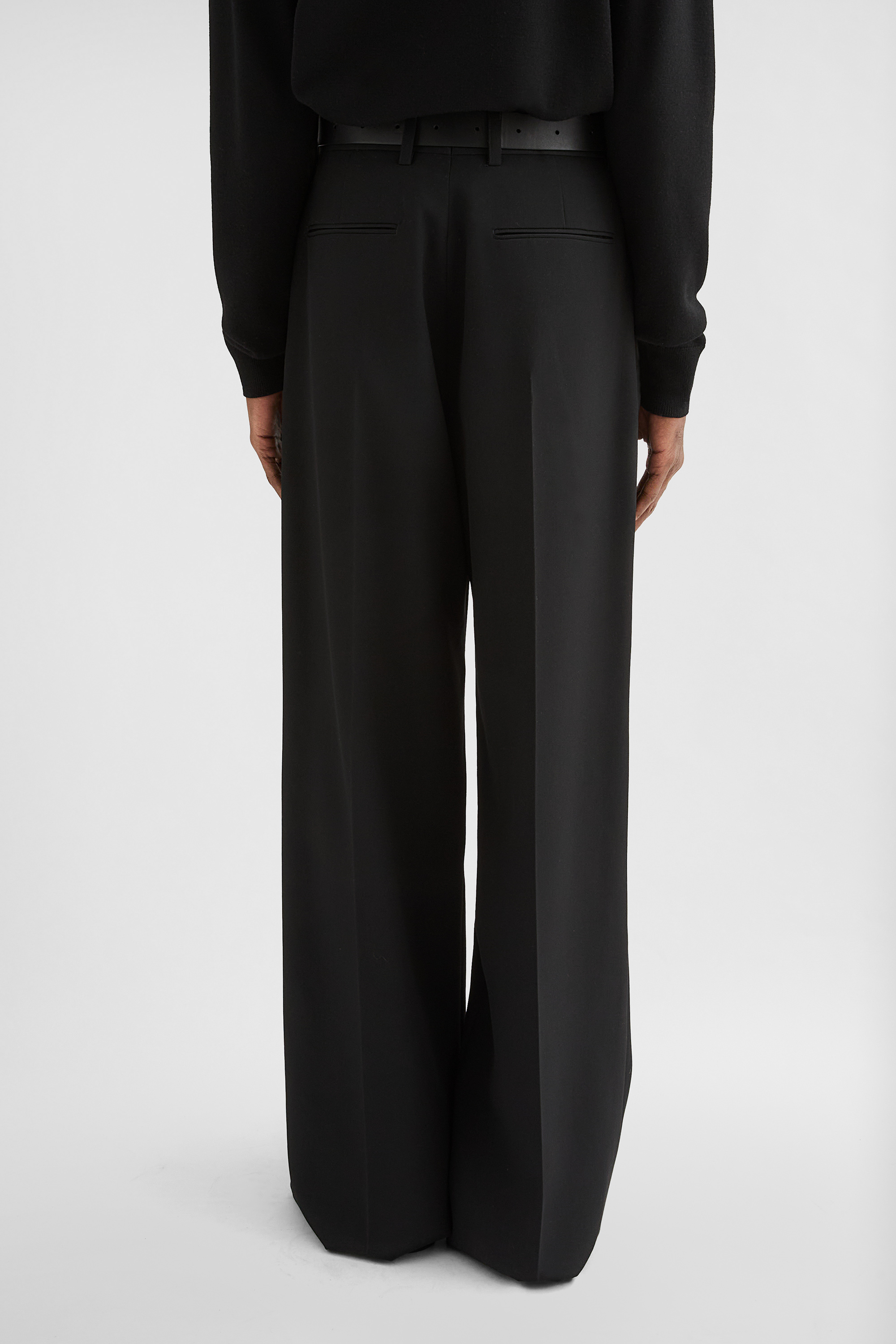 Wool Gabardine Belted Trousers - Trousers - Image 4