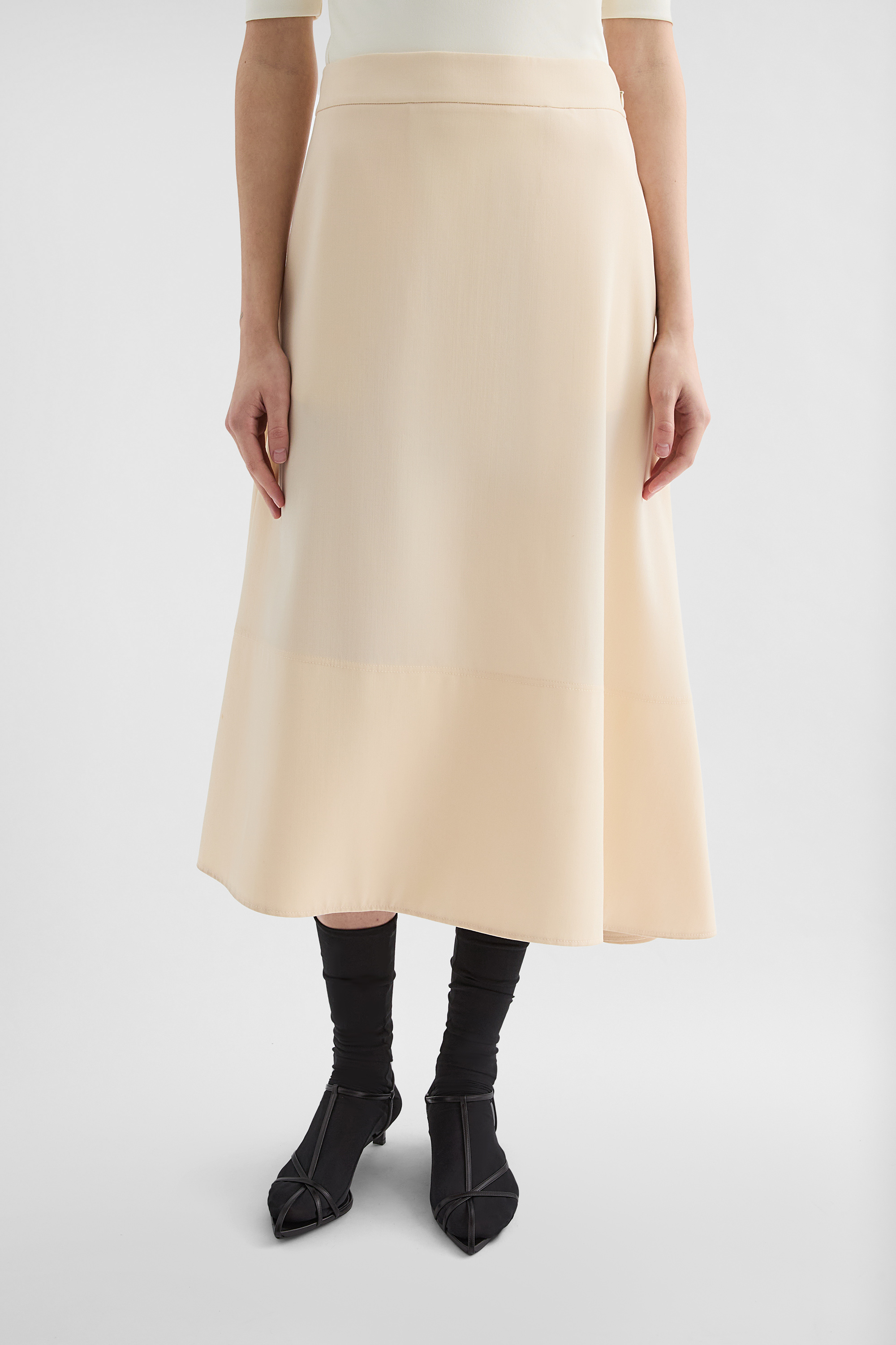 Lightweight Wool Gabardine Asymmetrical Skirt - Skirts - Image 2