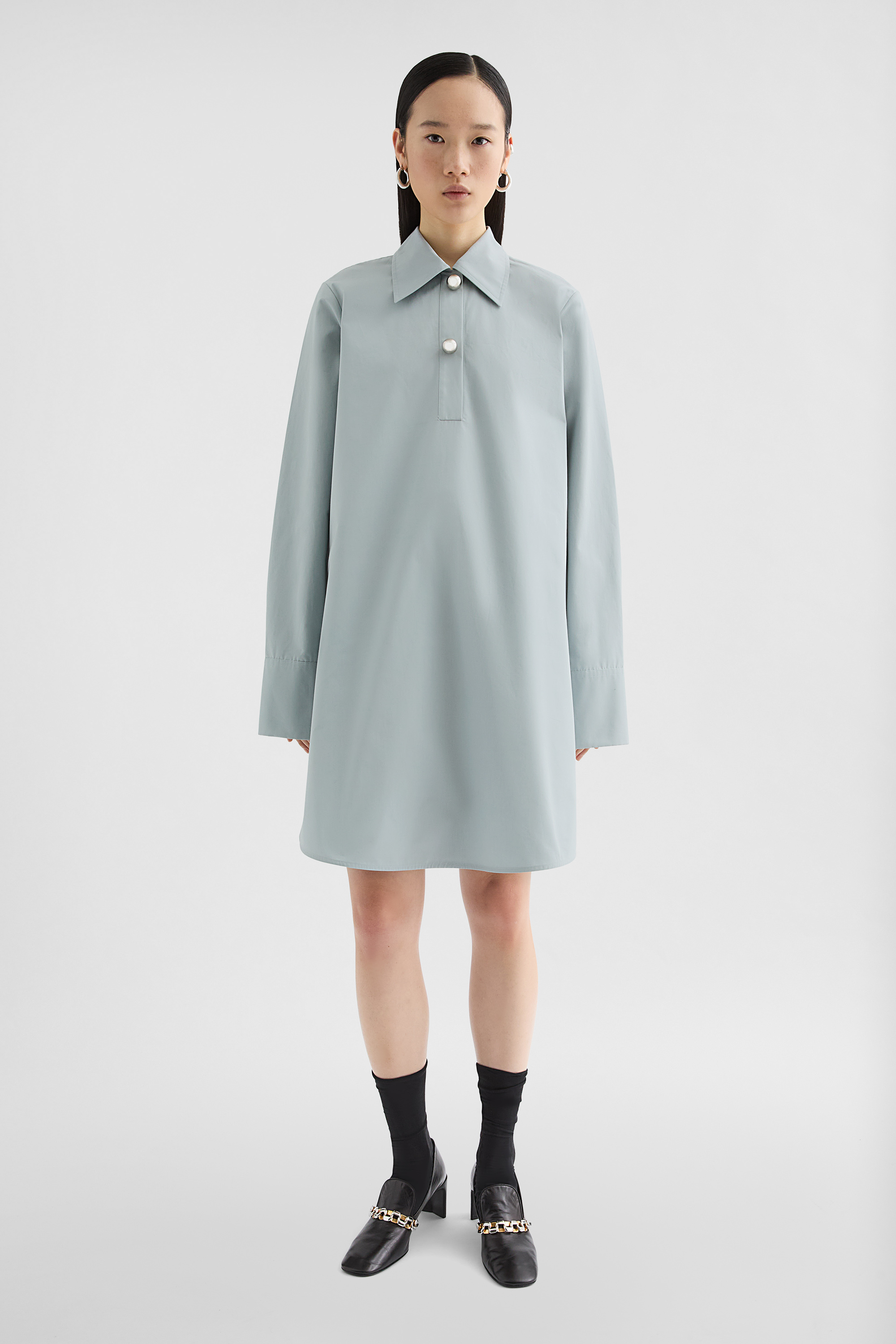 Cotton Poplin Polo Dress - Dresses - Image 1