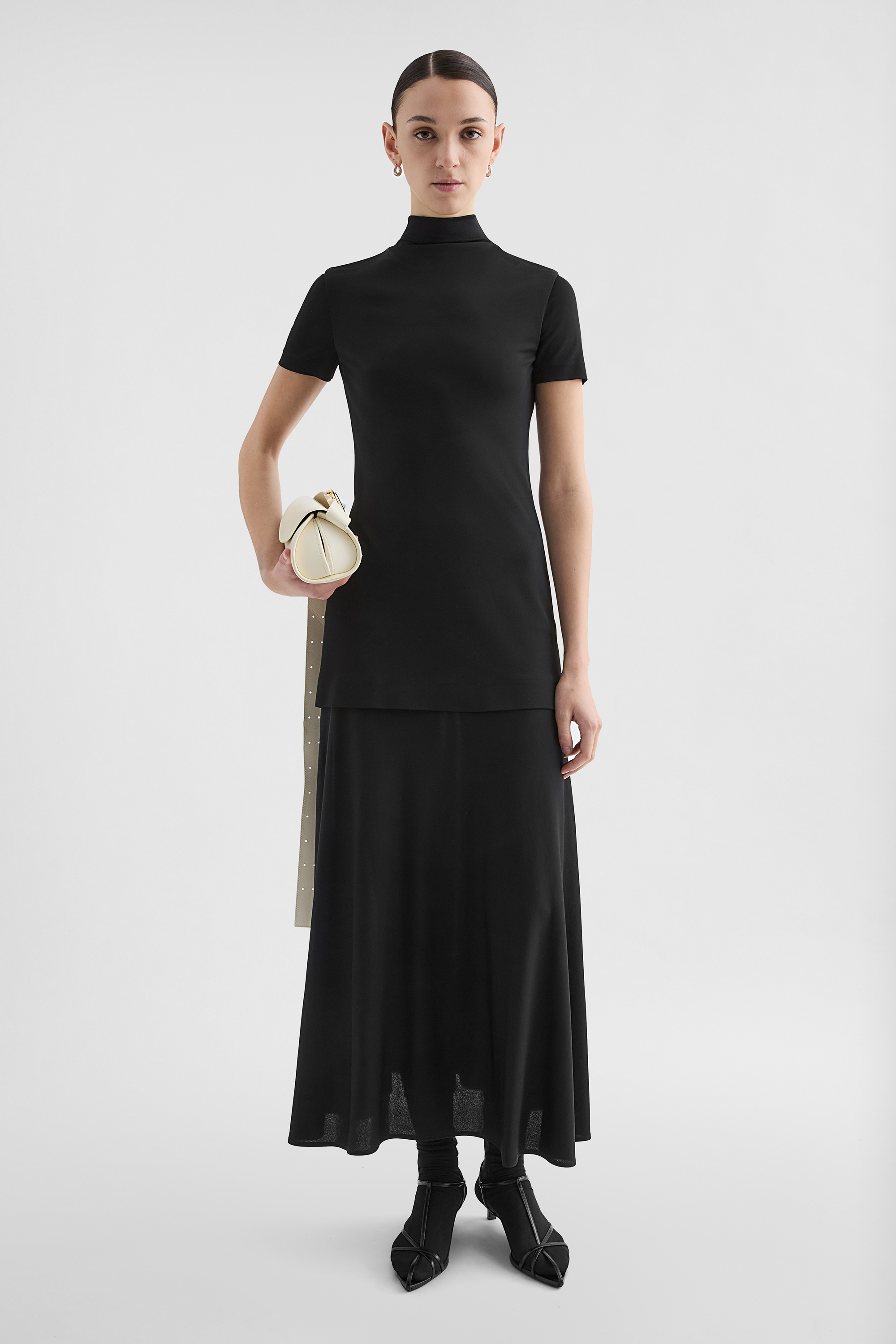 Fluid Viscose High-Neck Dress - Dresses - Image 1