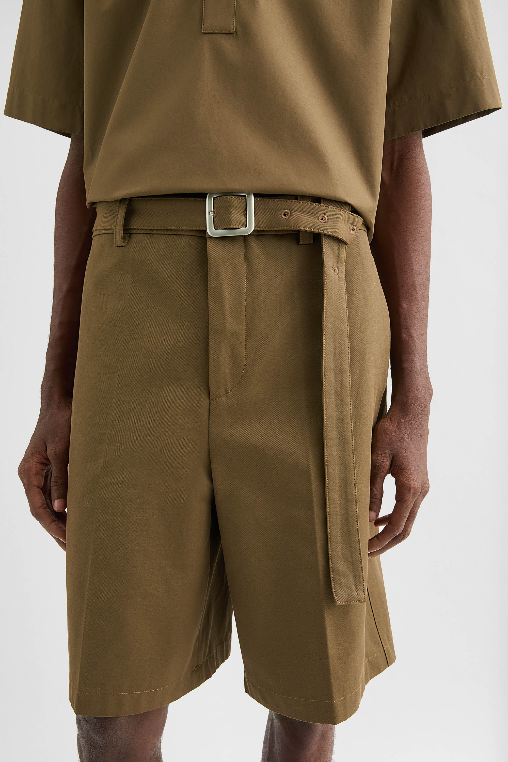 Cotton Belted Shorts - Trousers - Image 5