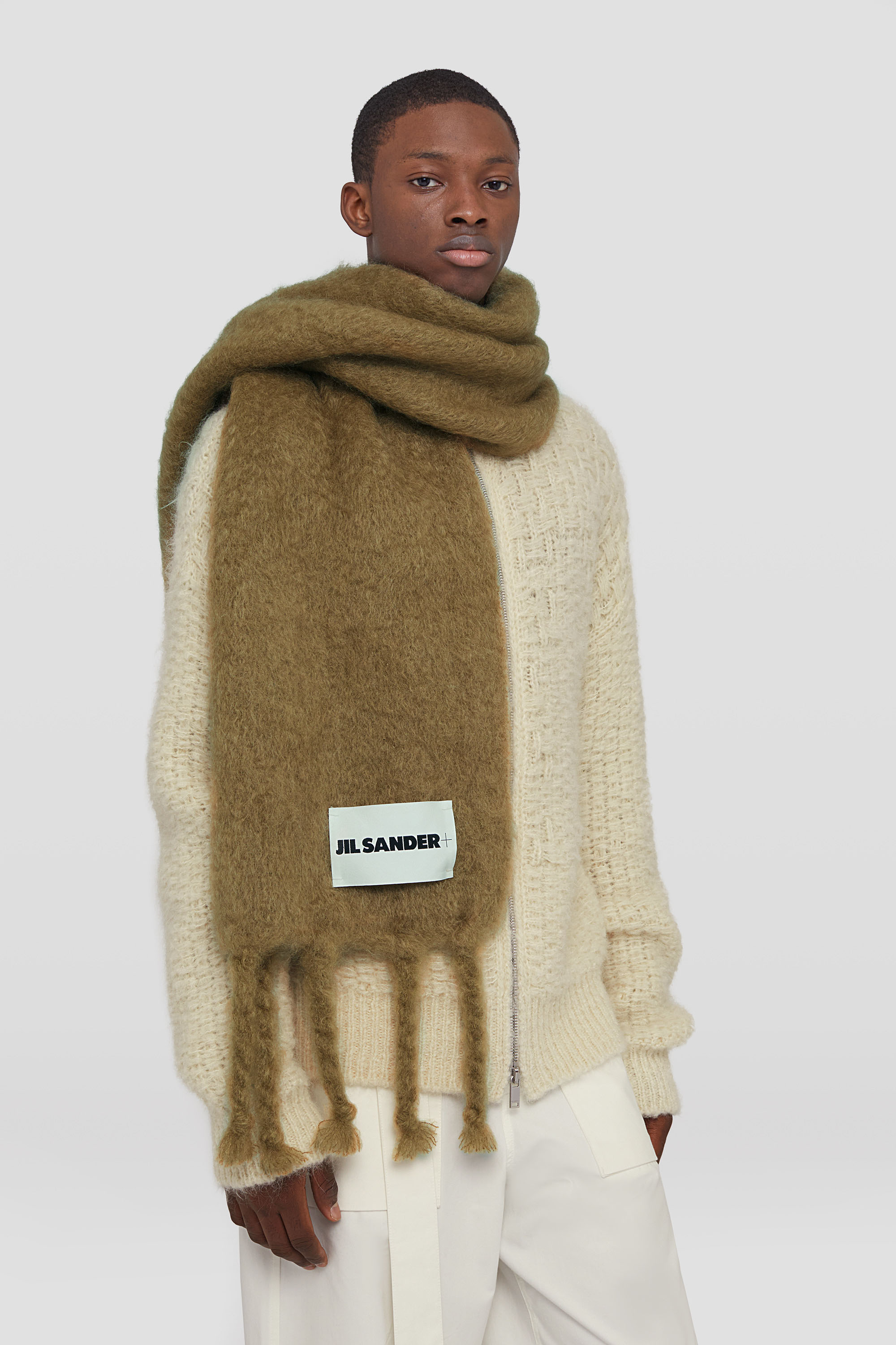 Wide Wool Blend Scarf - Scarves - Image 3