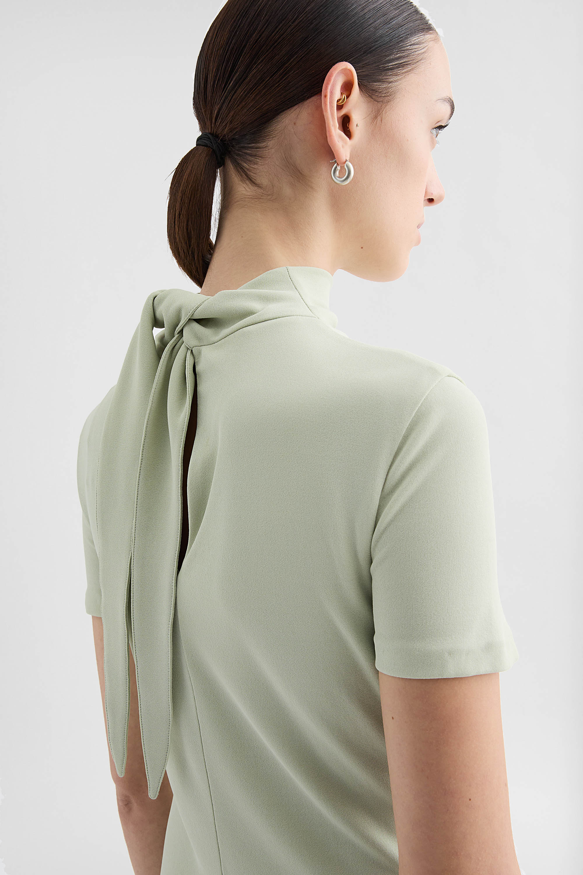 Fluid Viscose High-Neck Dress - Dresses - Image 3