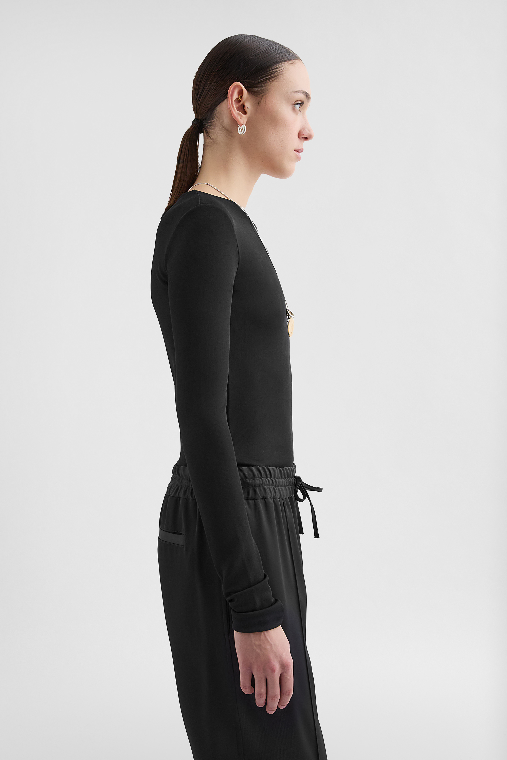 Fluid Viscose Crew-Neck T-Shirt - Tops - Image 2