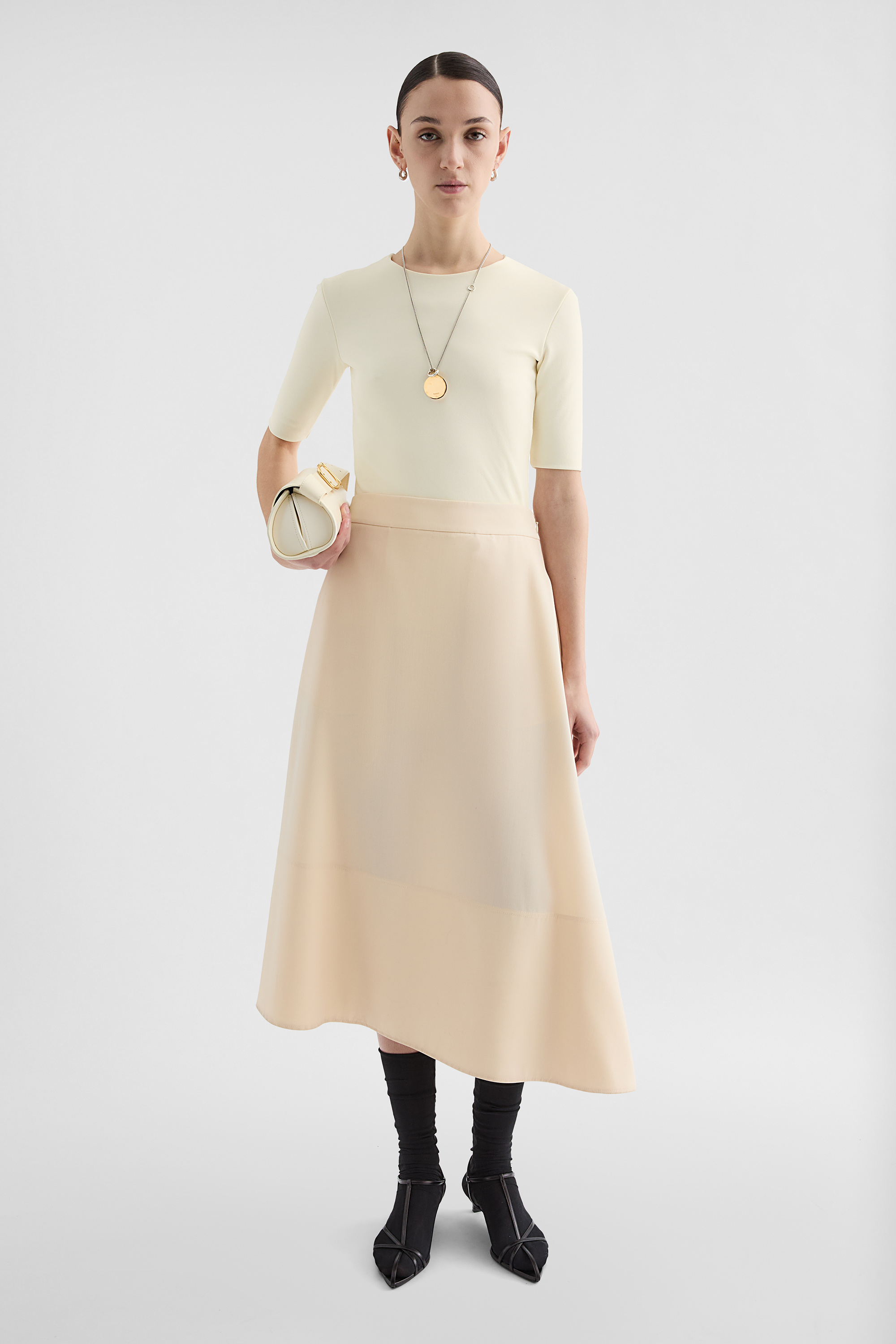 Lightweight Wool Gabardine Asymmetrical Skirt - Skirts - Image 1