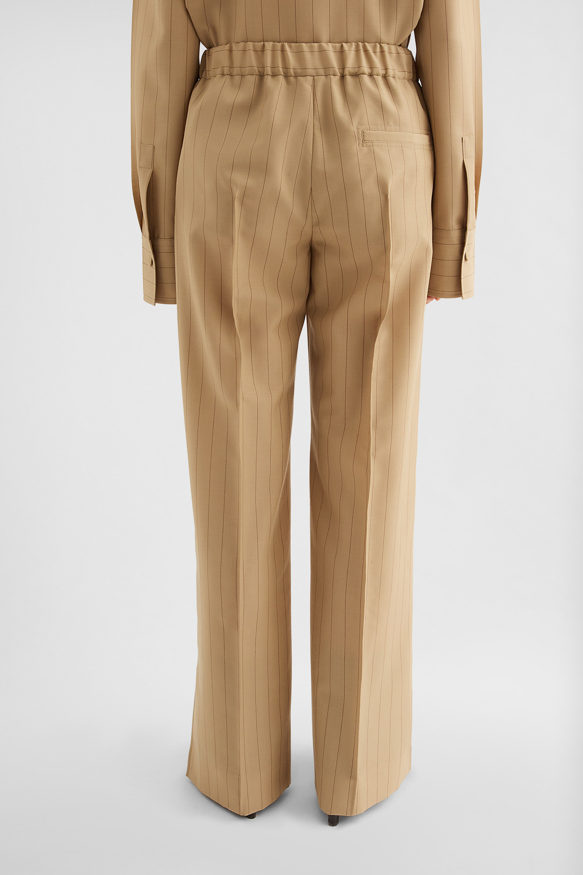 Wool Blend Pinstripe Trousers - Trousers - Image 4