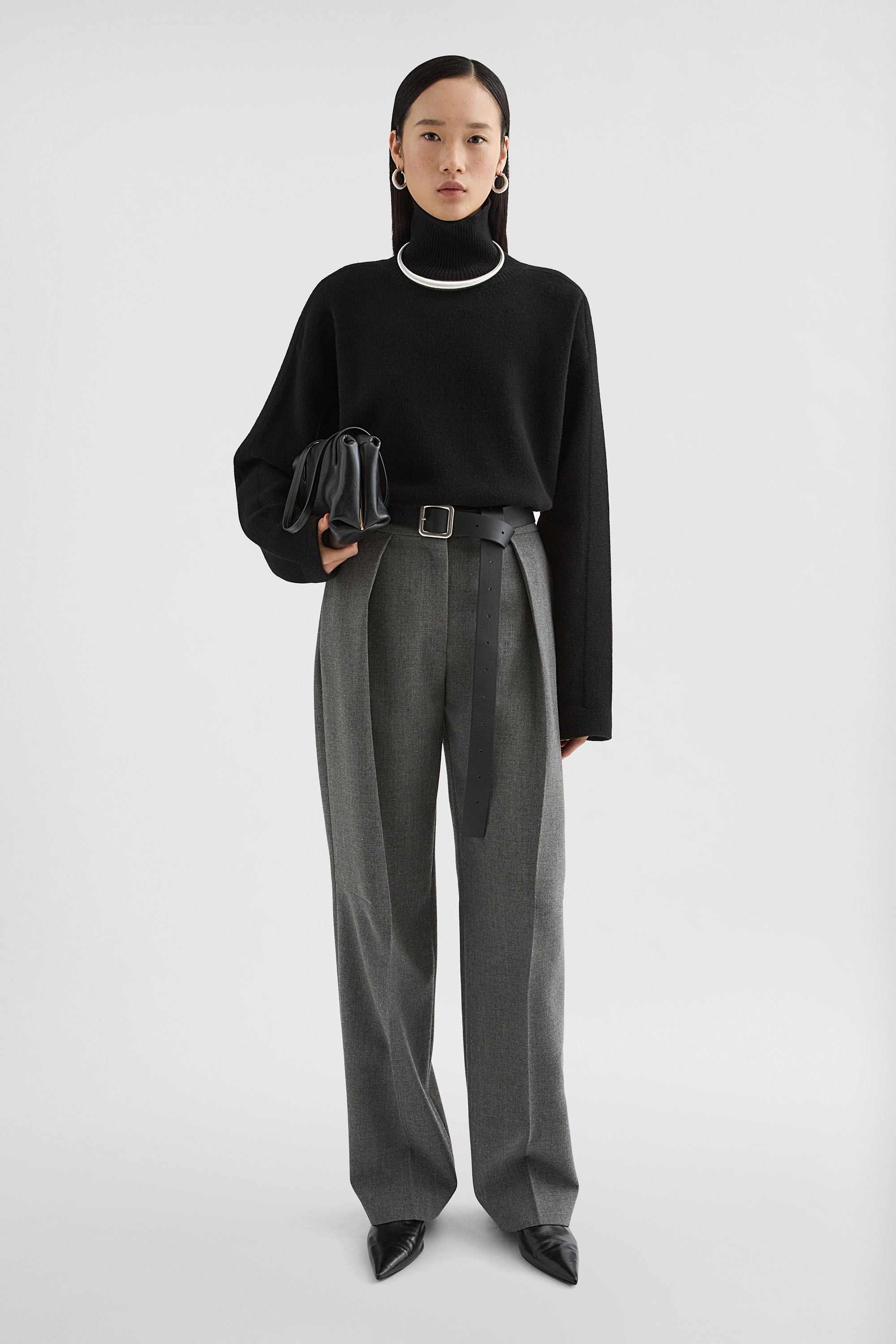 Wool Canvas Tailored Trousers - Trousers - Image 1