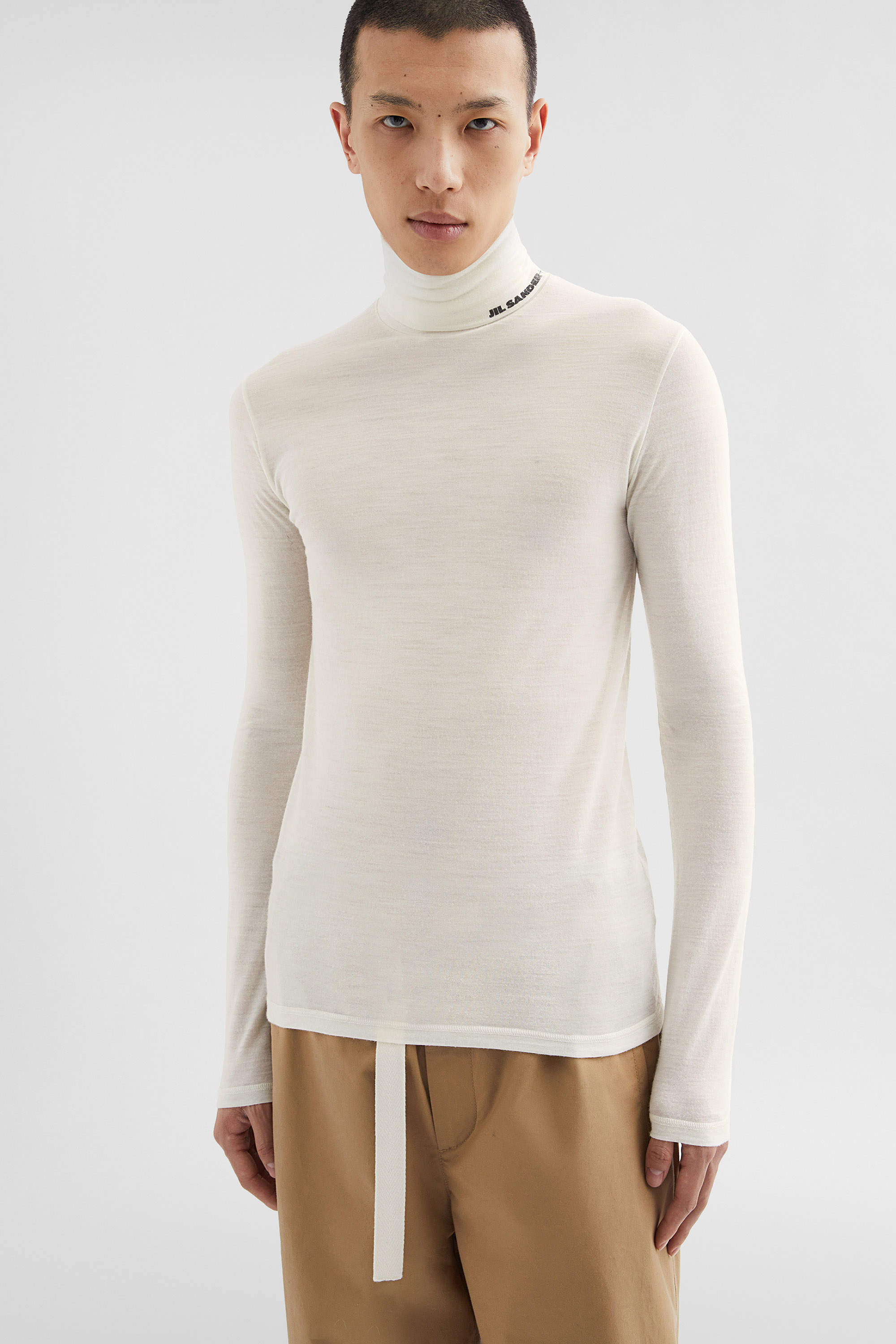 Lightweight Wool Blend High-Neck T-Shirt - T-shirts - Image 5