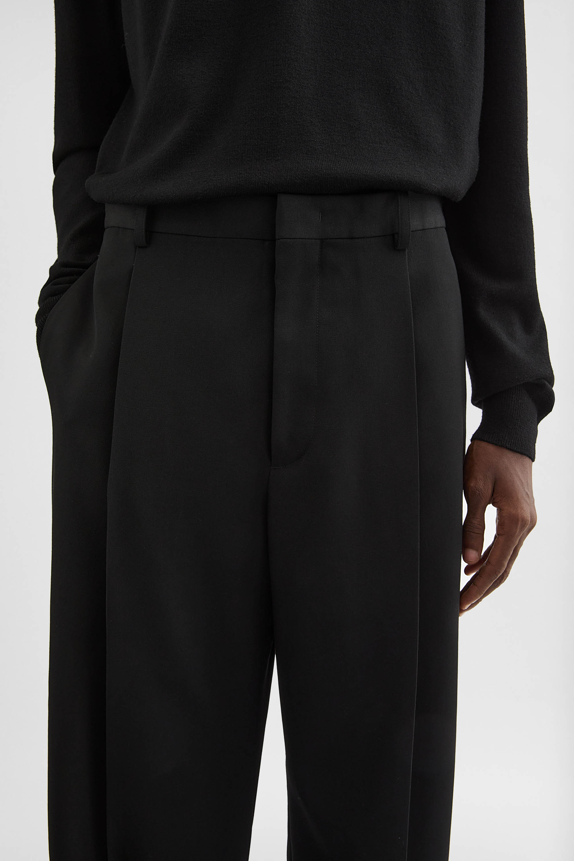 Wool Gabardine Belted Trousers - Trousers - Image 5