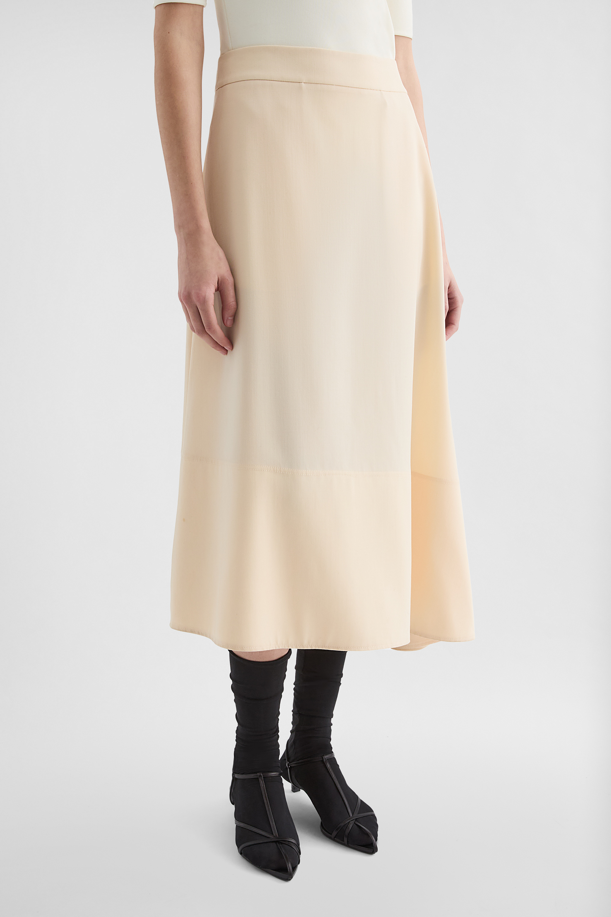 Lightweight Wool Gabardine Asymmetrical Skirt - Skirts - Image 3