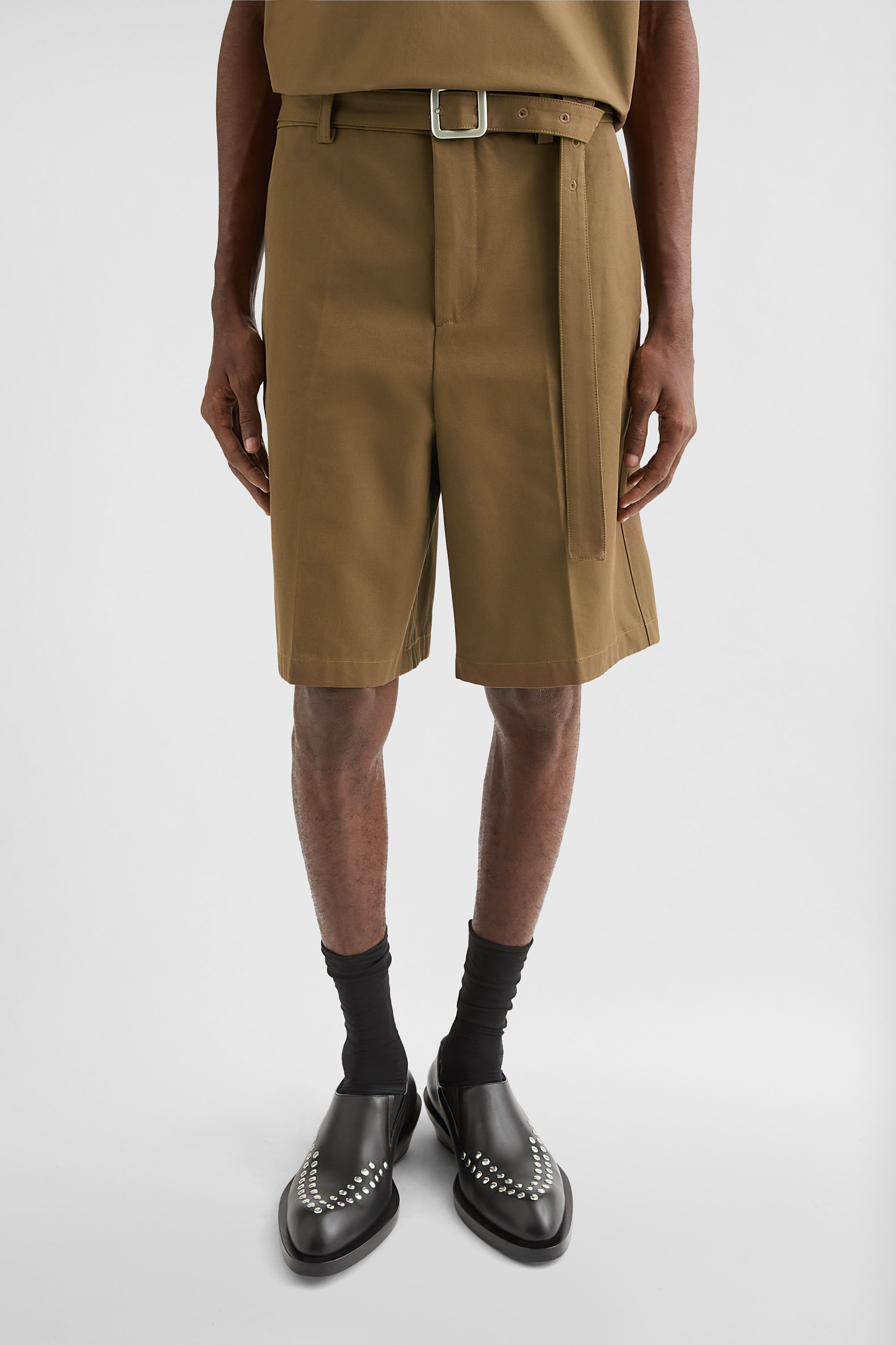 Cotton Belted Shorts - Trousers - Image 2