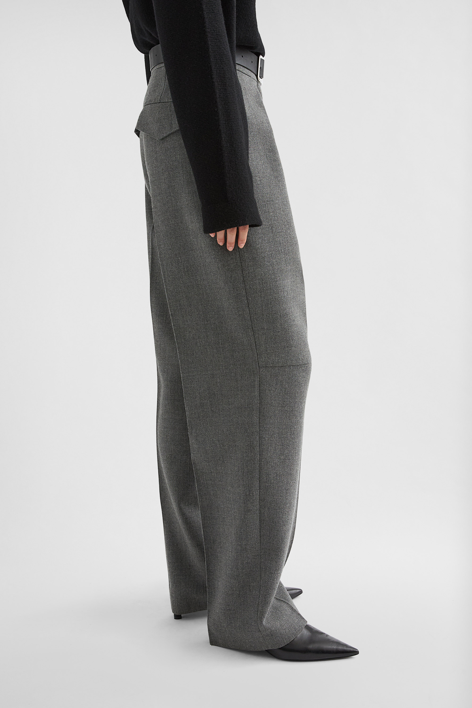 Wool Canvas Tailored Trousers - Trousers - Image 3