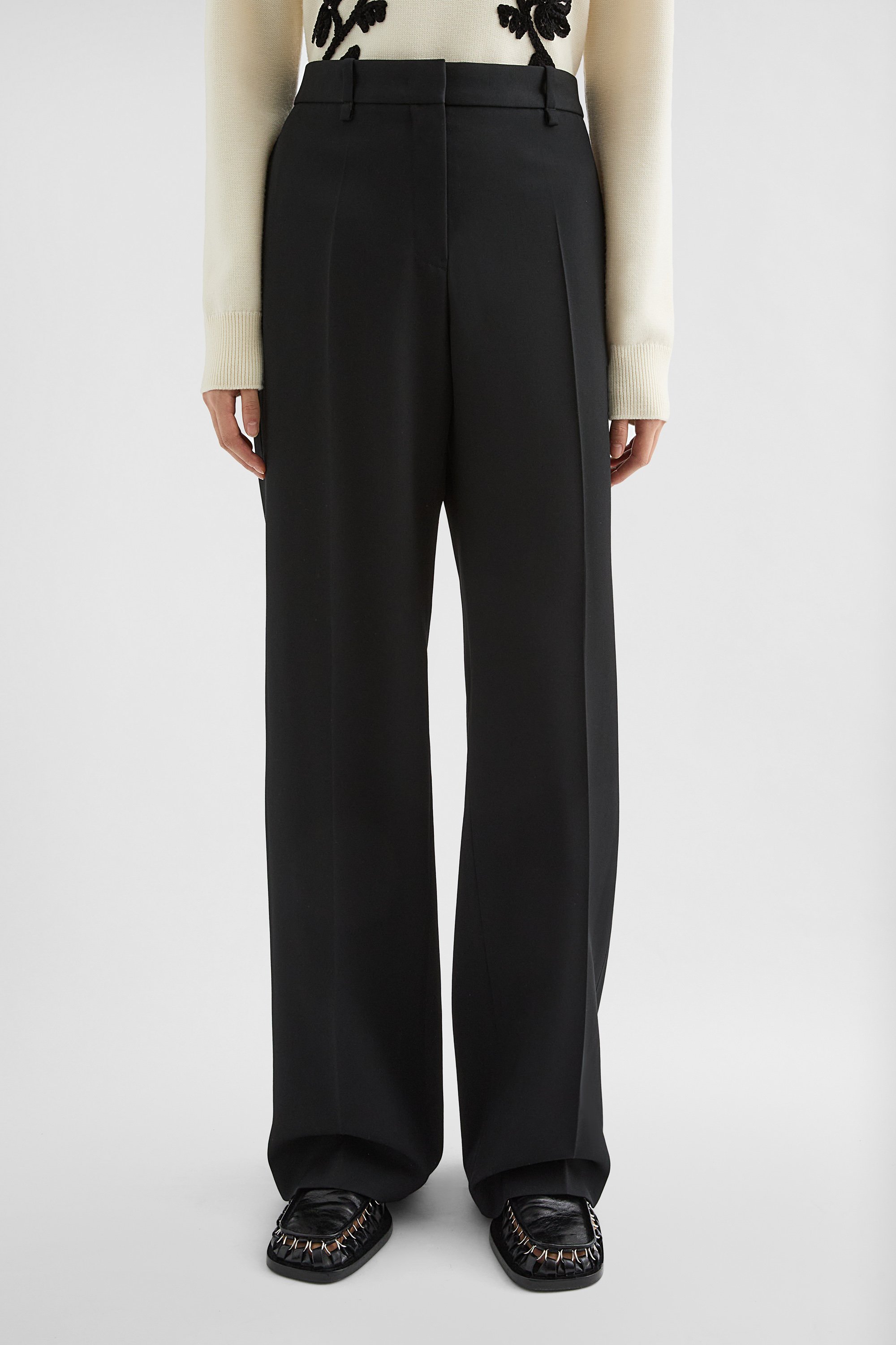 Wool Gabardine Tailored Trousers - Trousers - Image 2