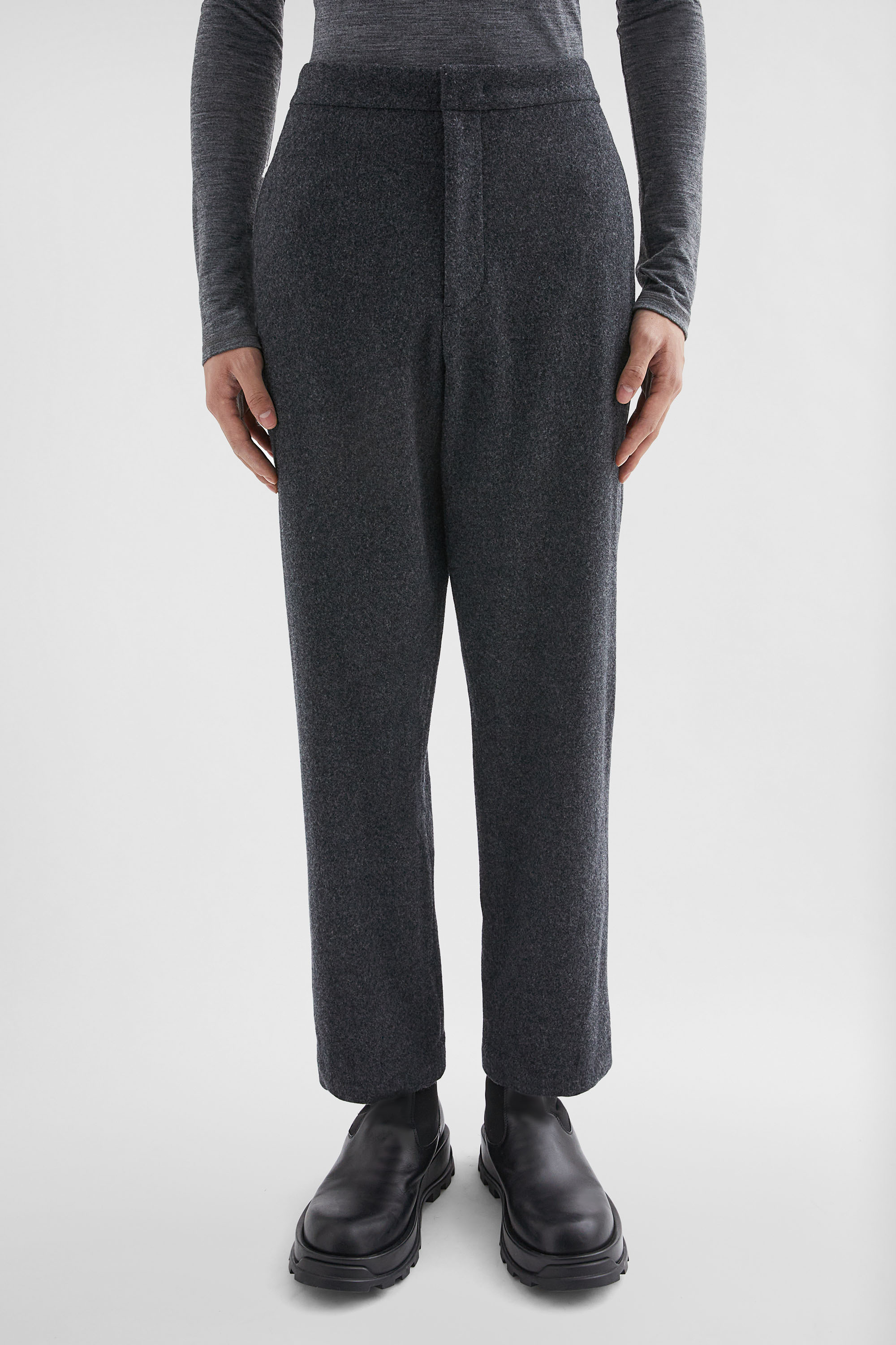 Wool Flannel Tapered Trousers - Trousers - Image 2