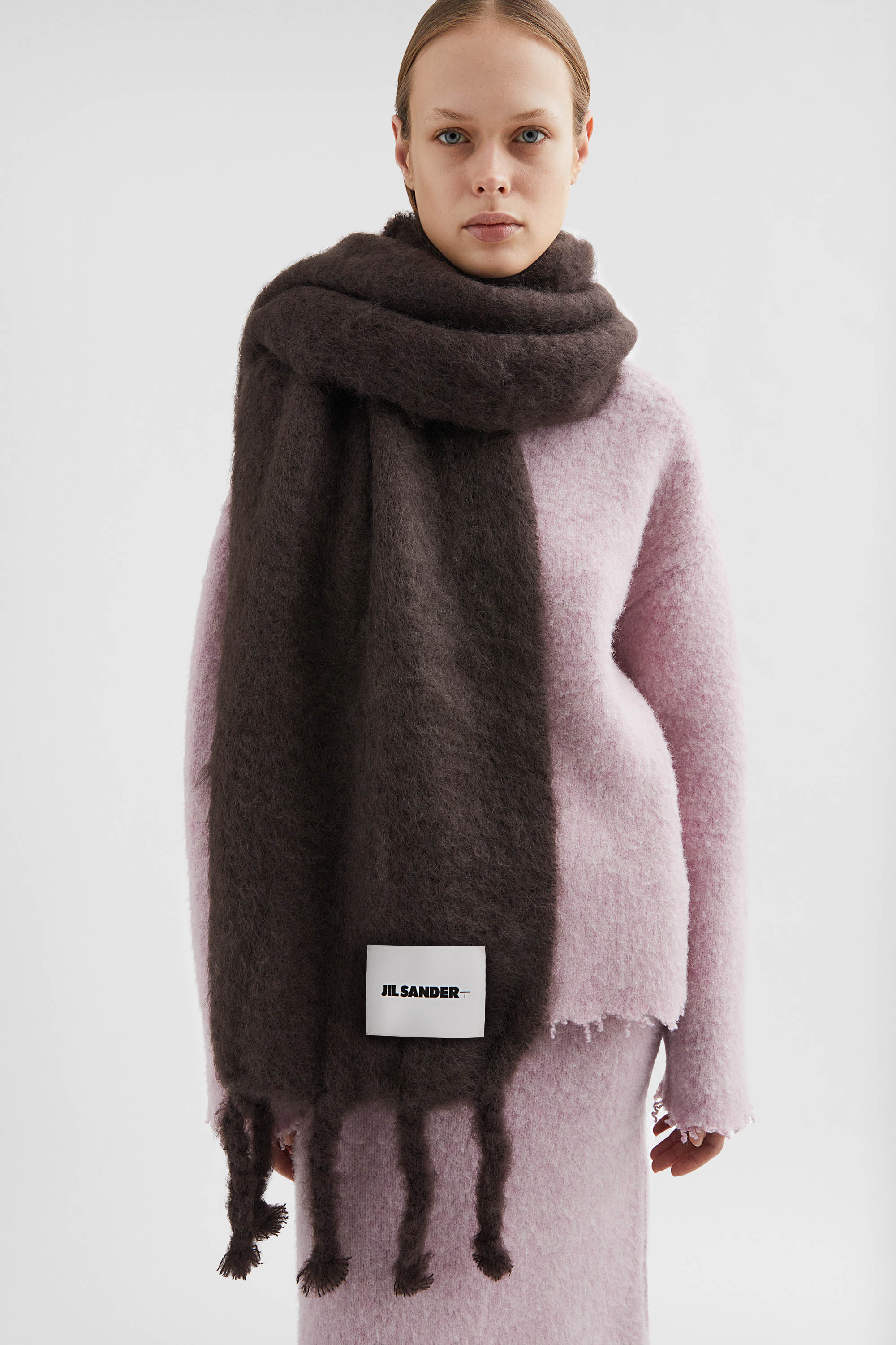 Wide Wool Blend Scarf - Scarves - Image 3