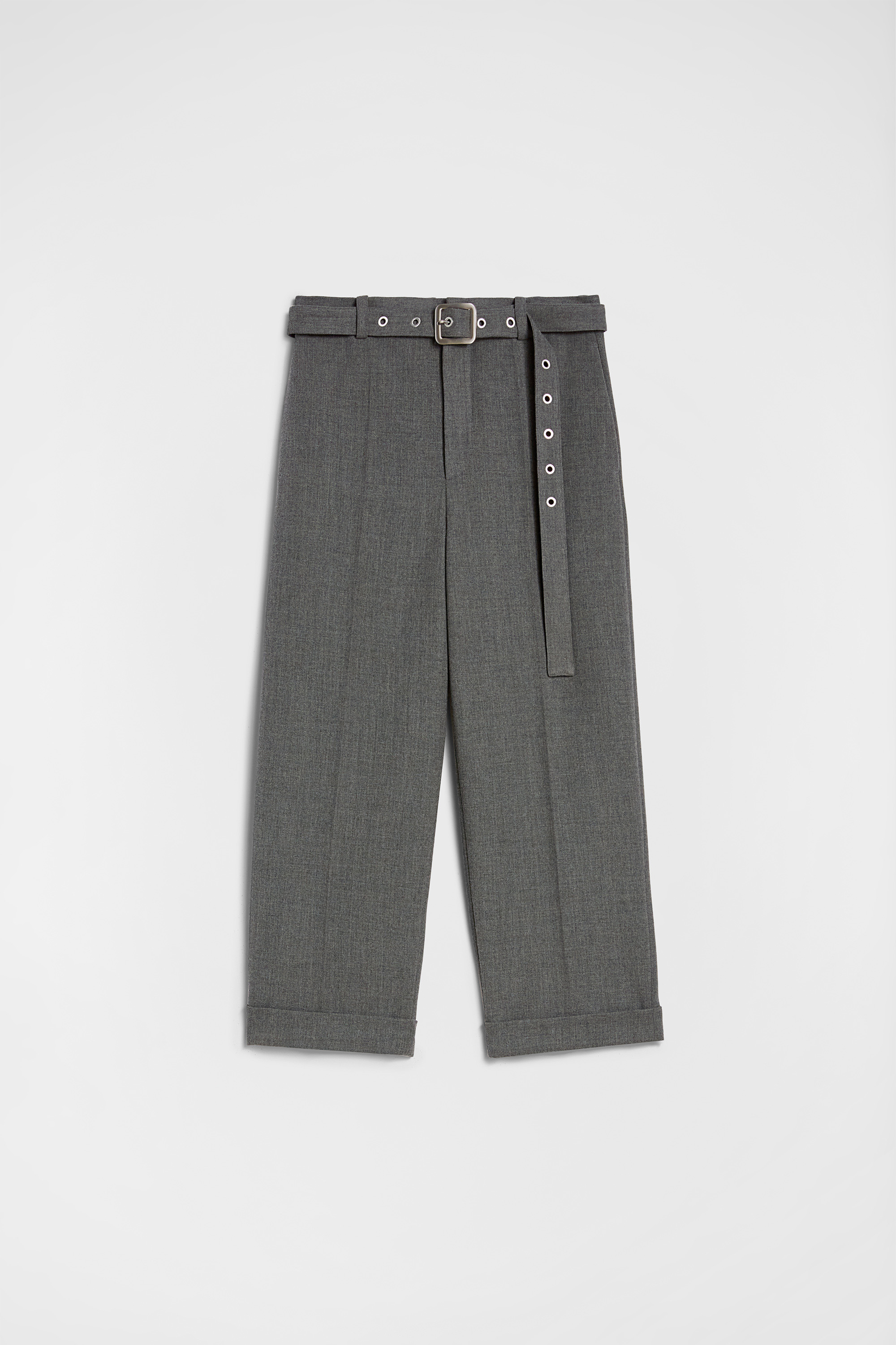 Wool Canvas Belted Trousers - Trousers - Image 6
