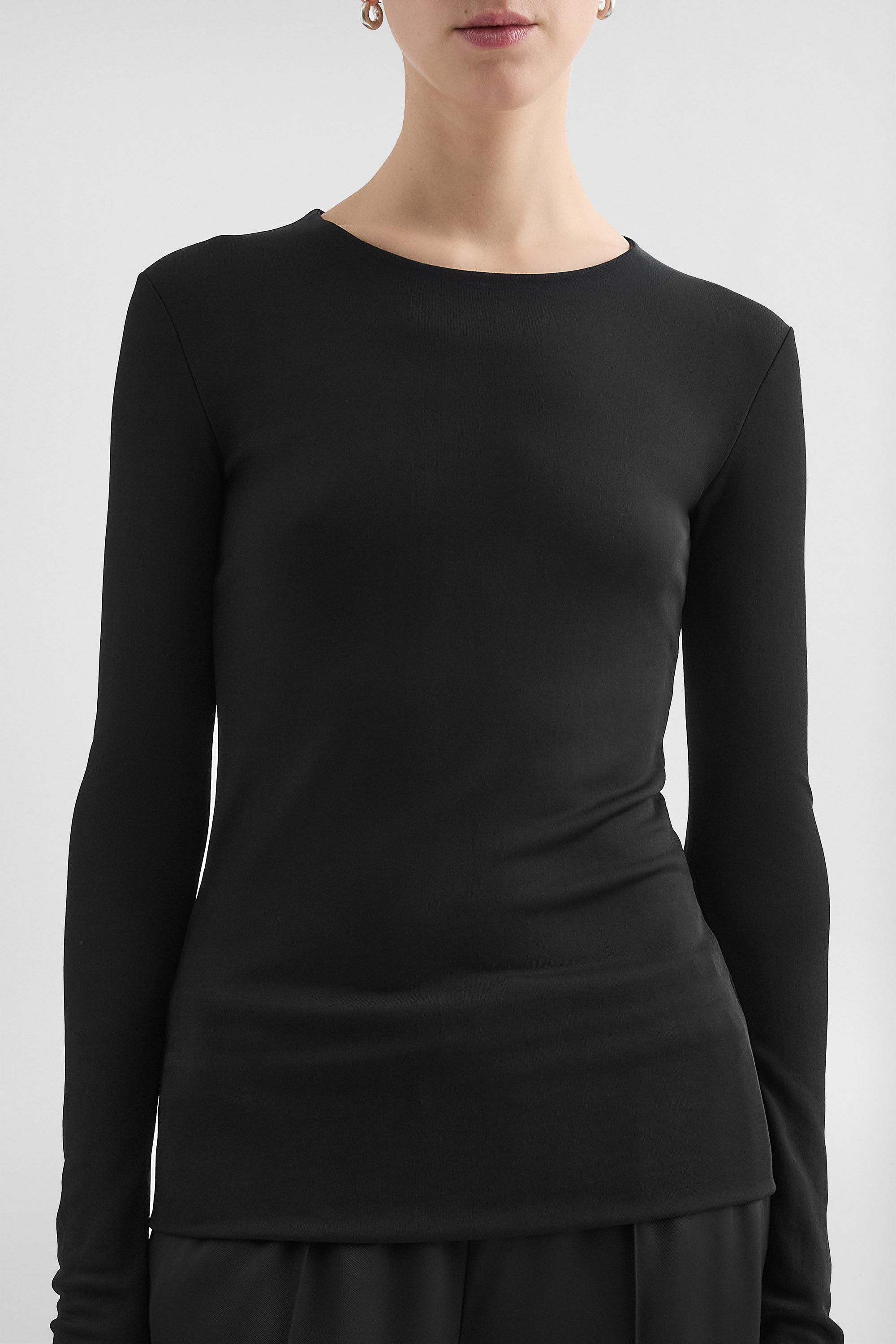 Fluid Viscose Crew-Neck T-Shirt - Tops - Image 3