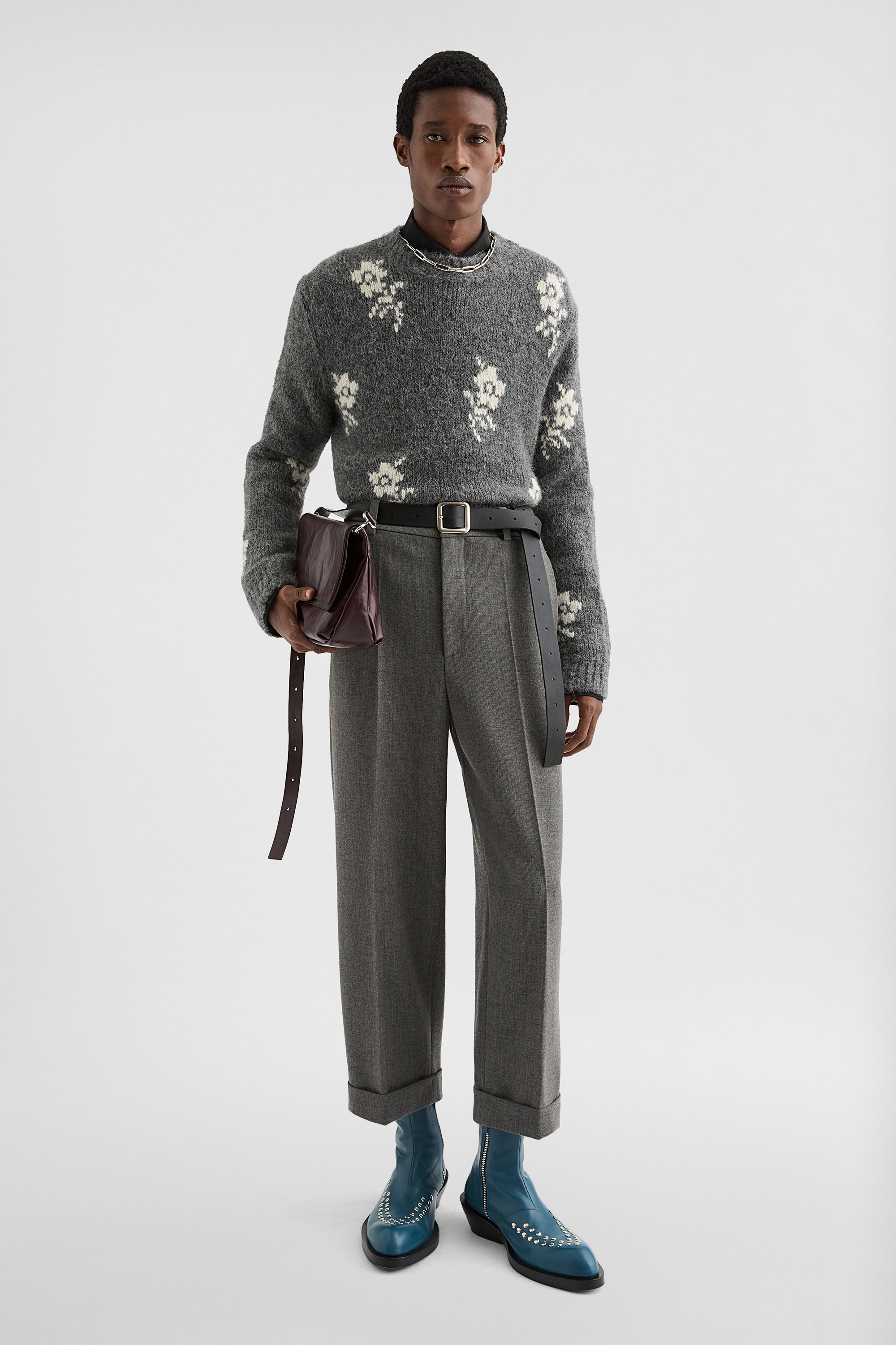 Wool Blend Crew-Neck Sweater - Sweaters - Image 1