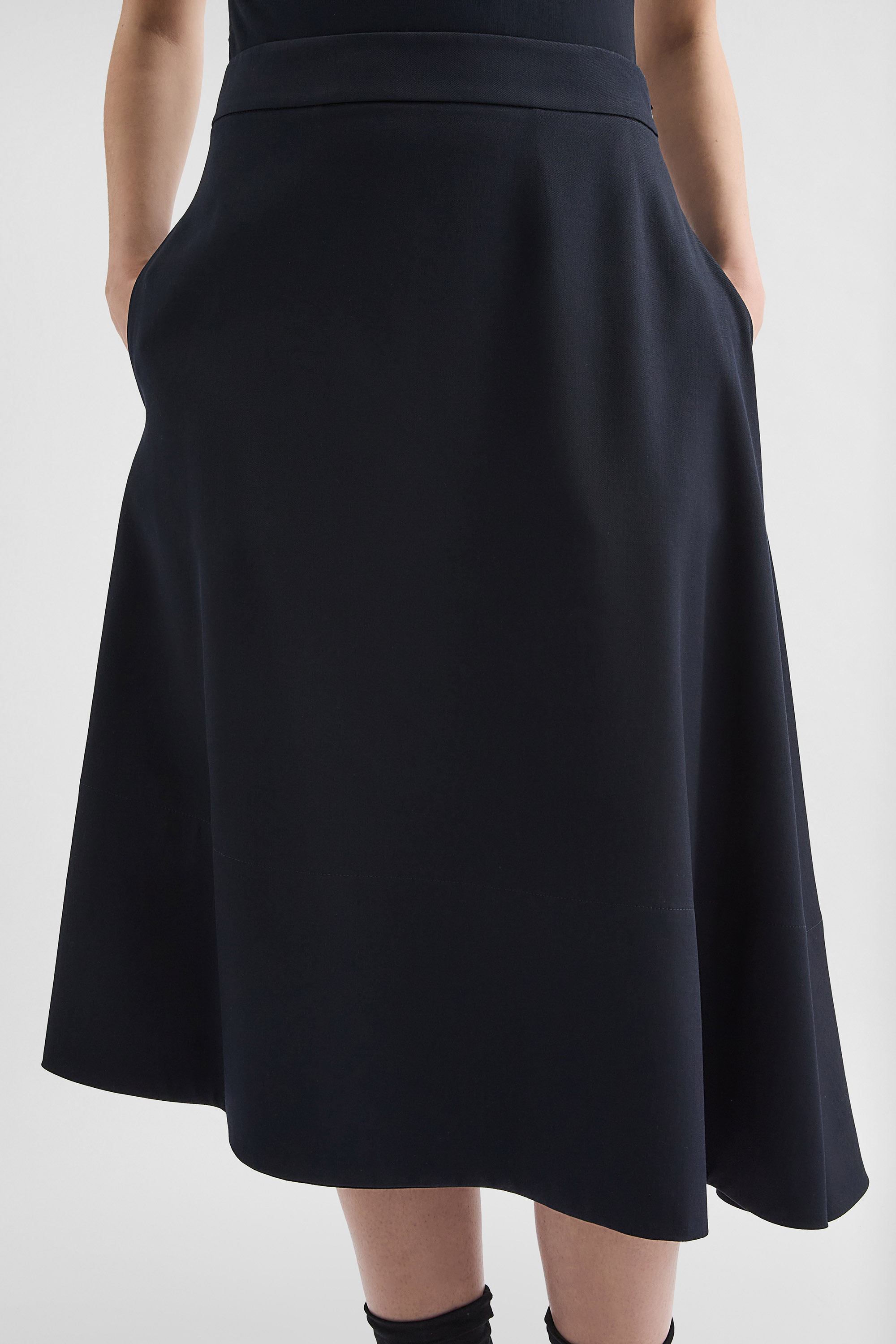 Lightweight Wool Gabardine Asymmetrical Skirt - Skirts - Image 5