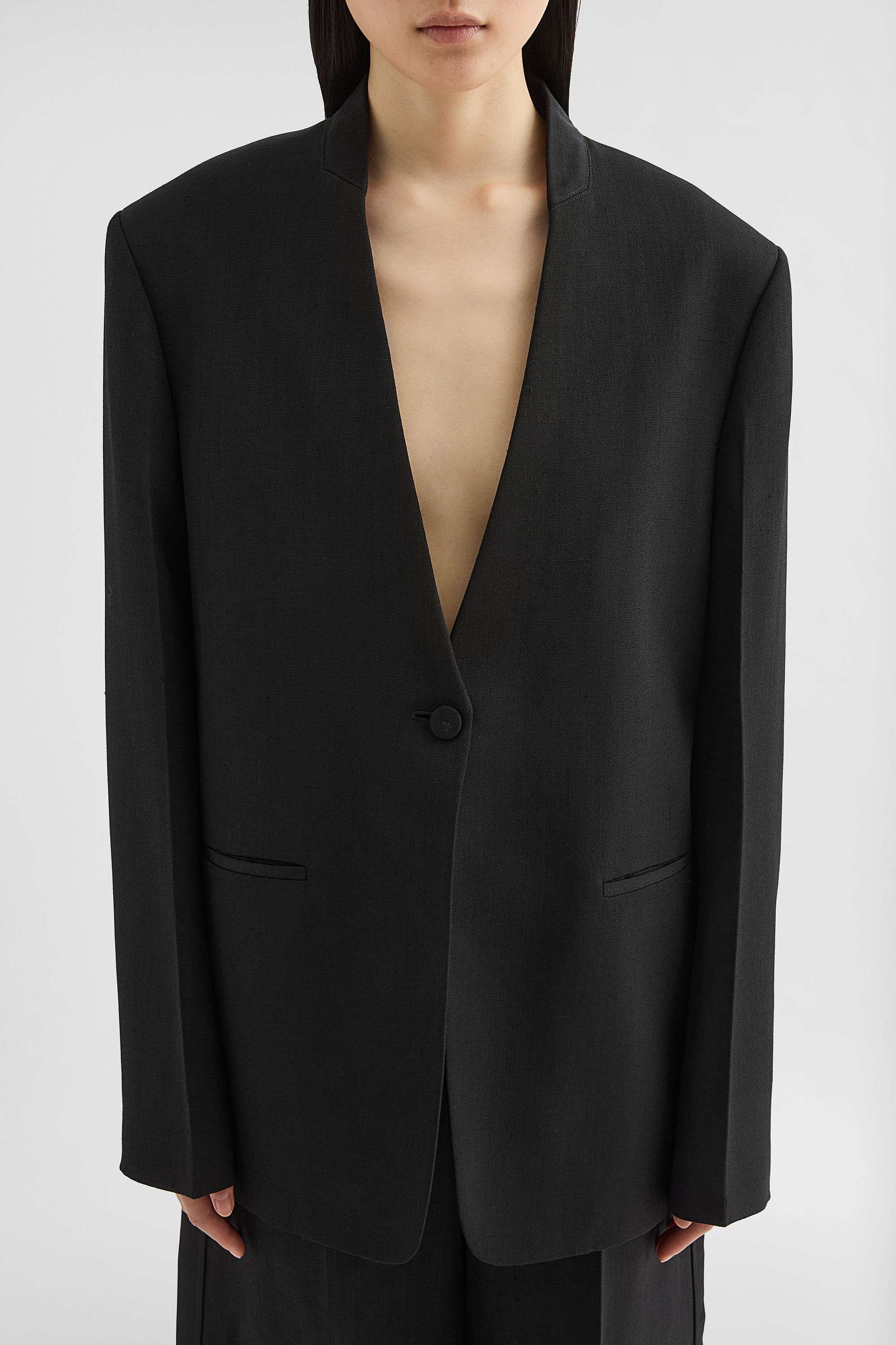 Silk Blend Tailored Jacket - Jackets - Image 3