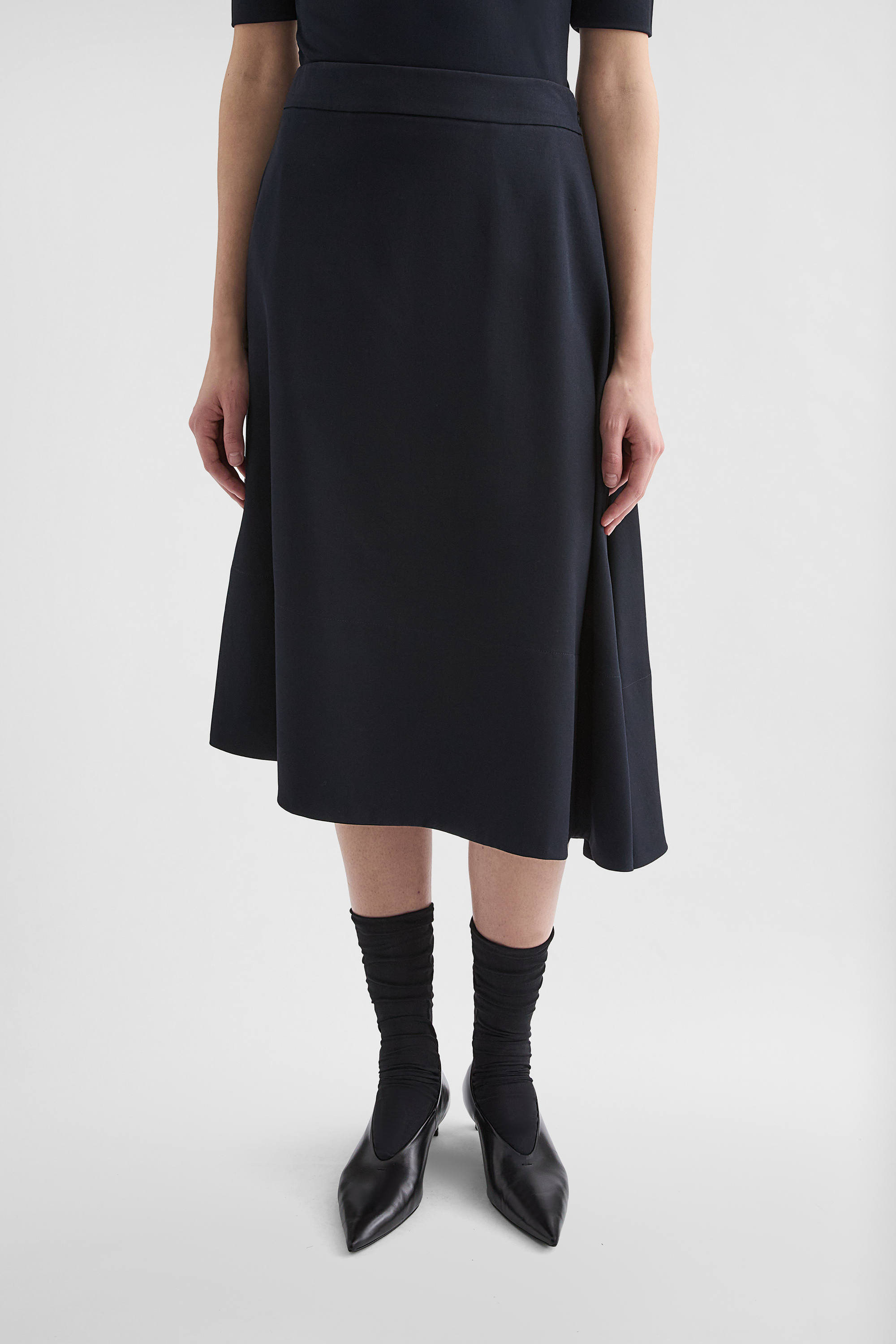 Lightweight Wool Gabardine Asymmetrical Skirt - Skirts - Image 2
