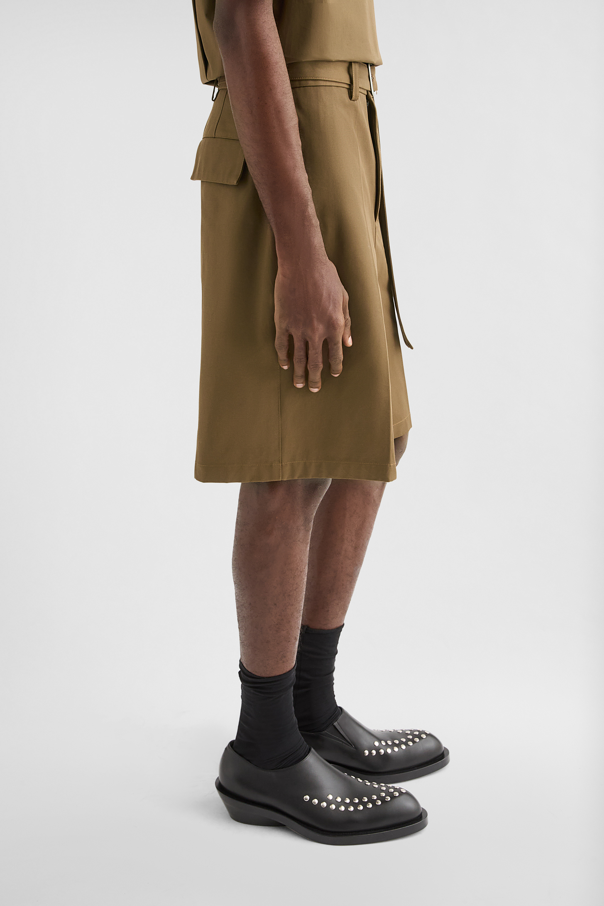 Cotton Belted Shorts - Trousers - Image 3