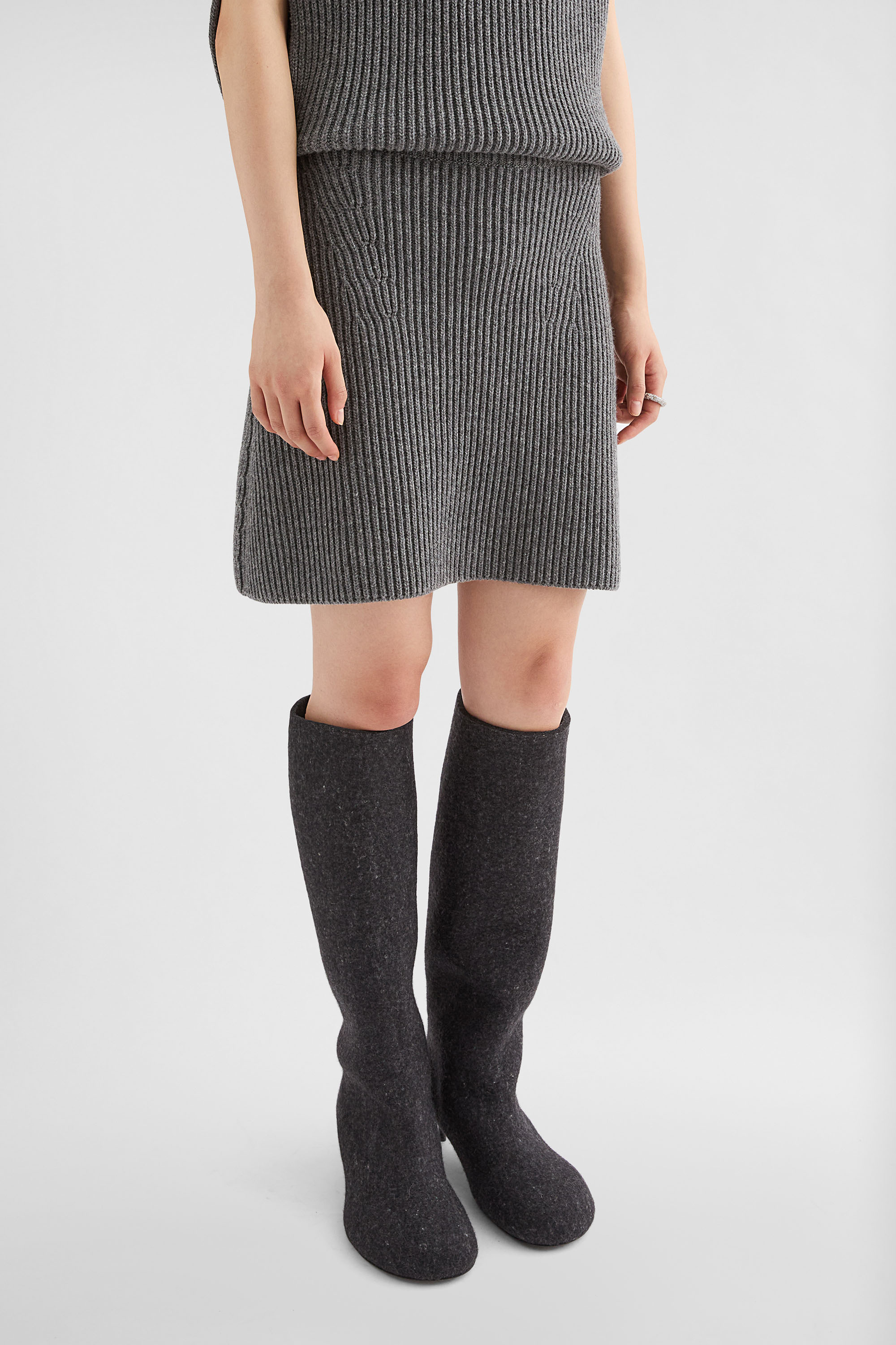 Wool Knit Mini Skirt - Skirts - Image 3