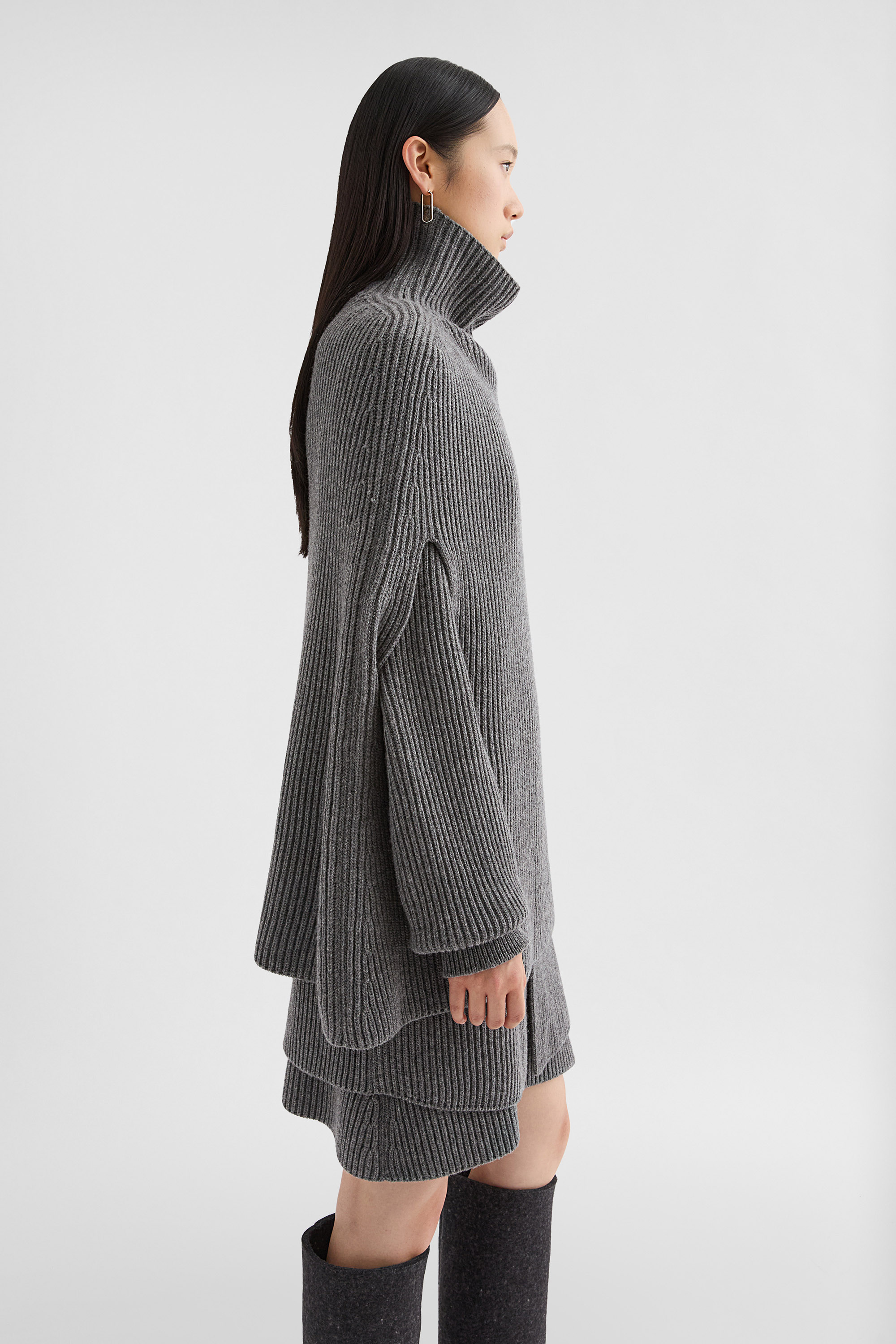 Midweight Wool High-Neck Cape - Sweaters - Image 2