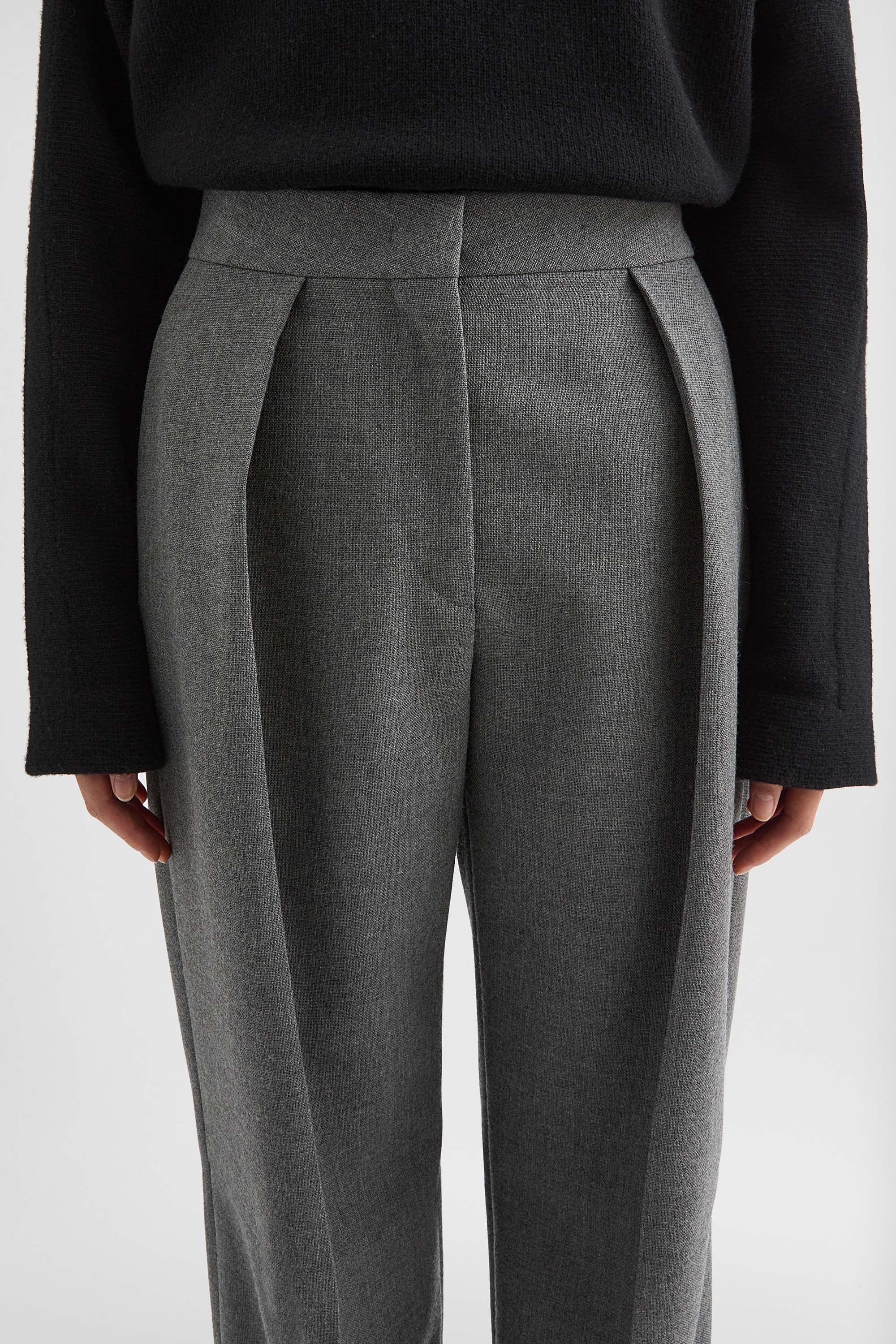 Wool Canvas Tailored Trousers - Trousers - Image 5