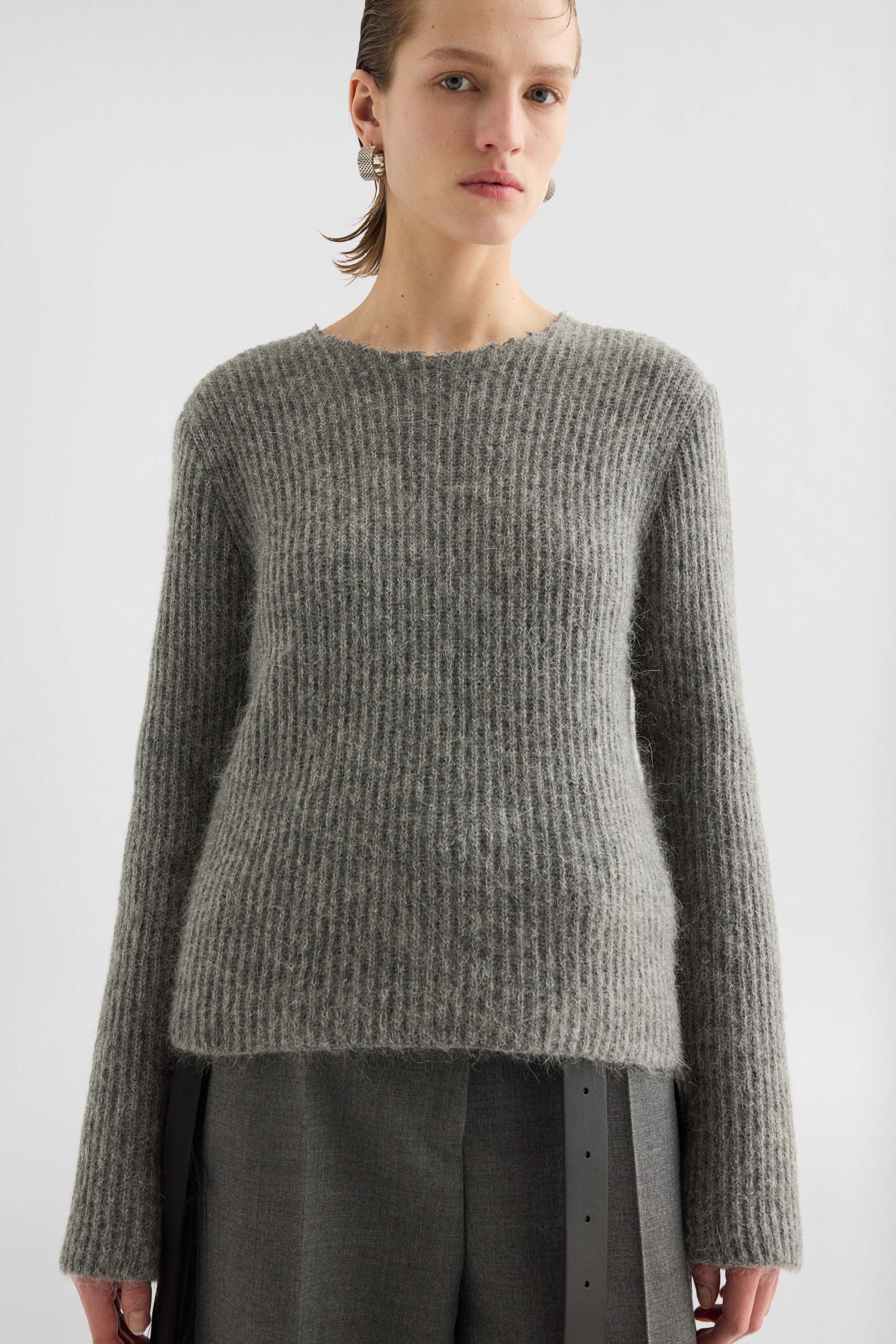 Wool Blend Crew-Neck Sweater - Sweaters - Image 3