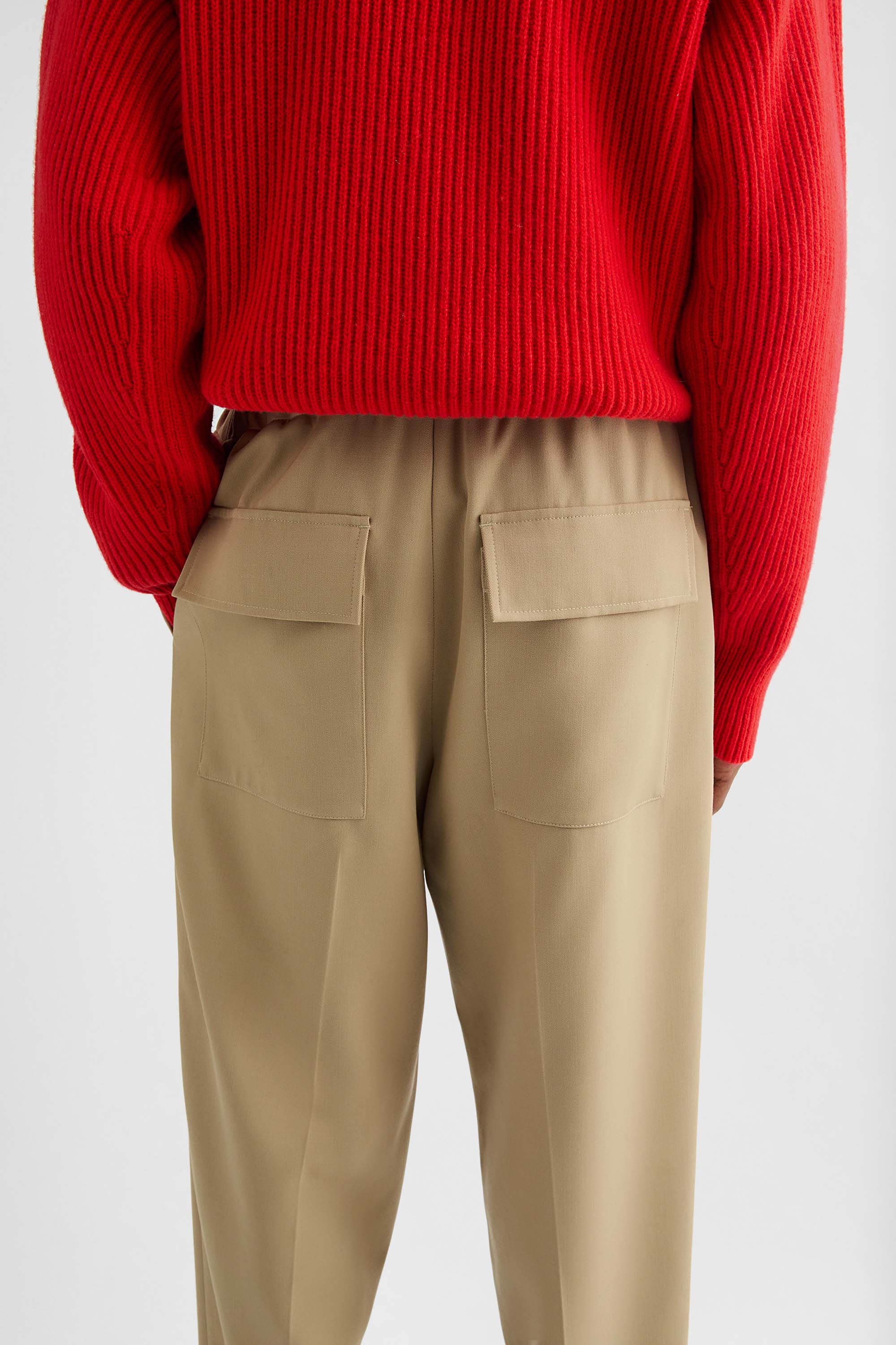 Wool Gabardine Tapered Trousers - Trousers - Image 5