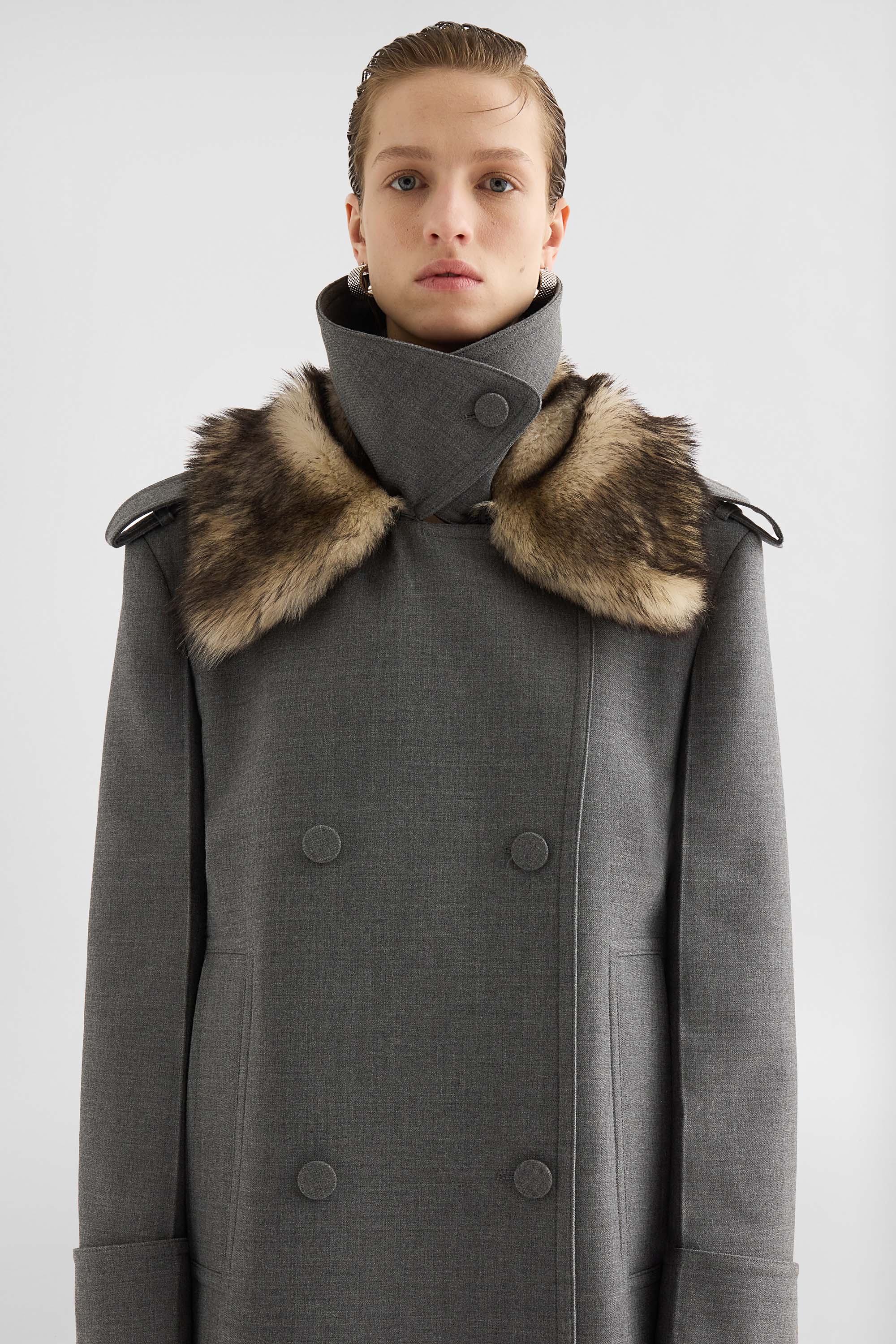Manteau en gabardine de laine - Manteaux - Image 5