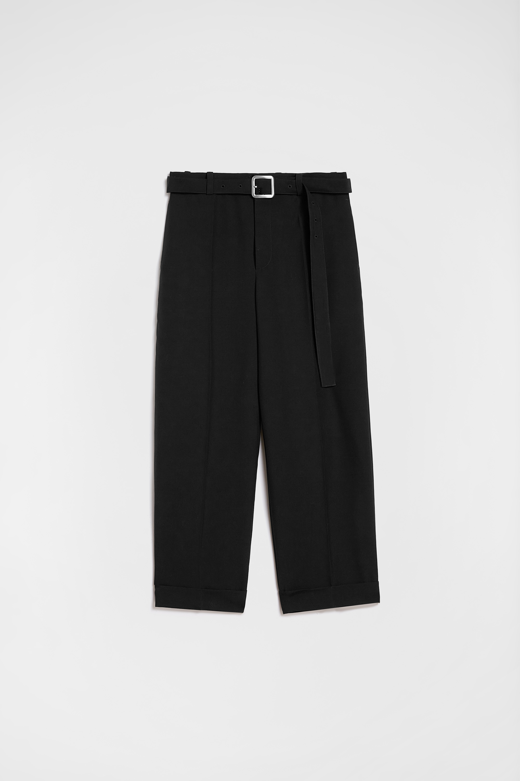 Wool Poplin Belted Trousers - Trousers - Image 7