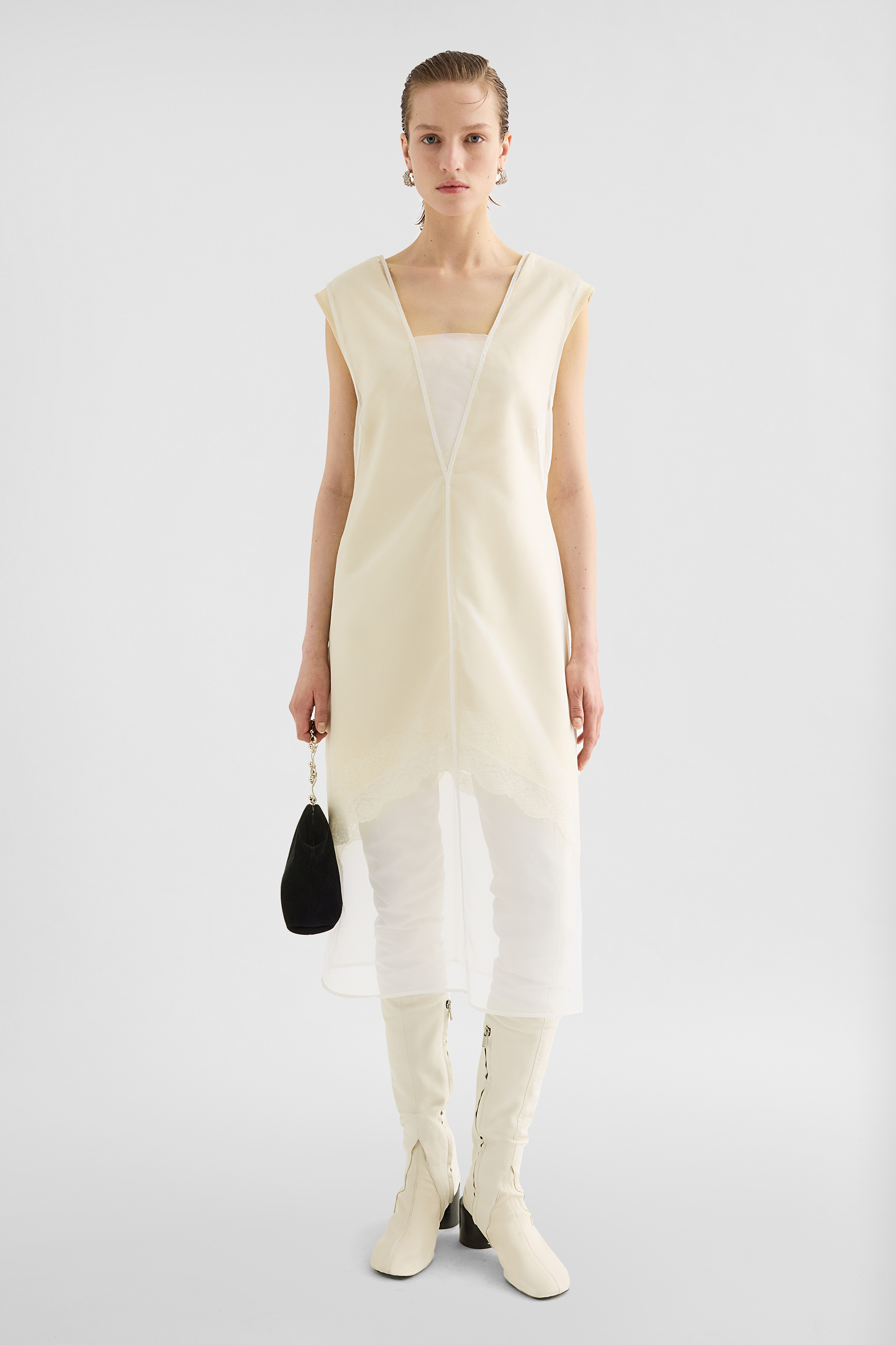 Organza V-Neck Dress - Dresses - Image 1